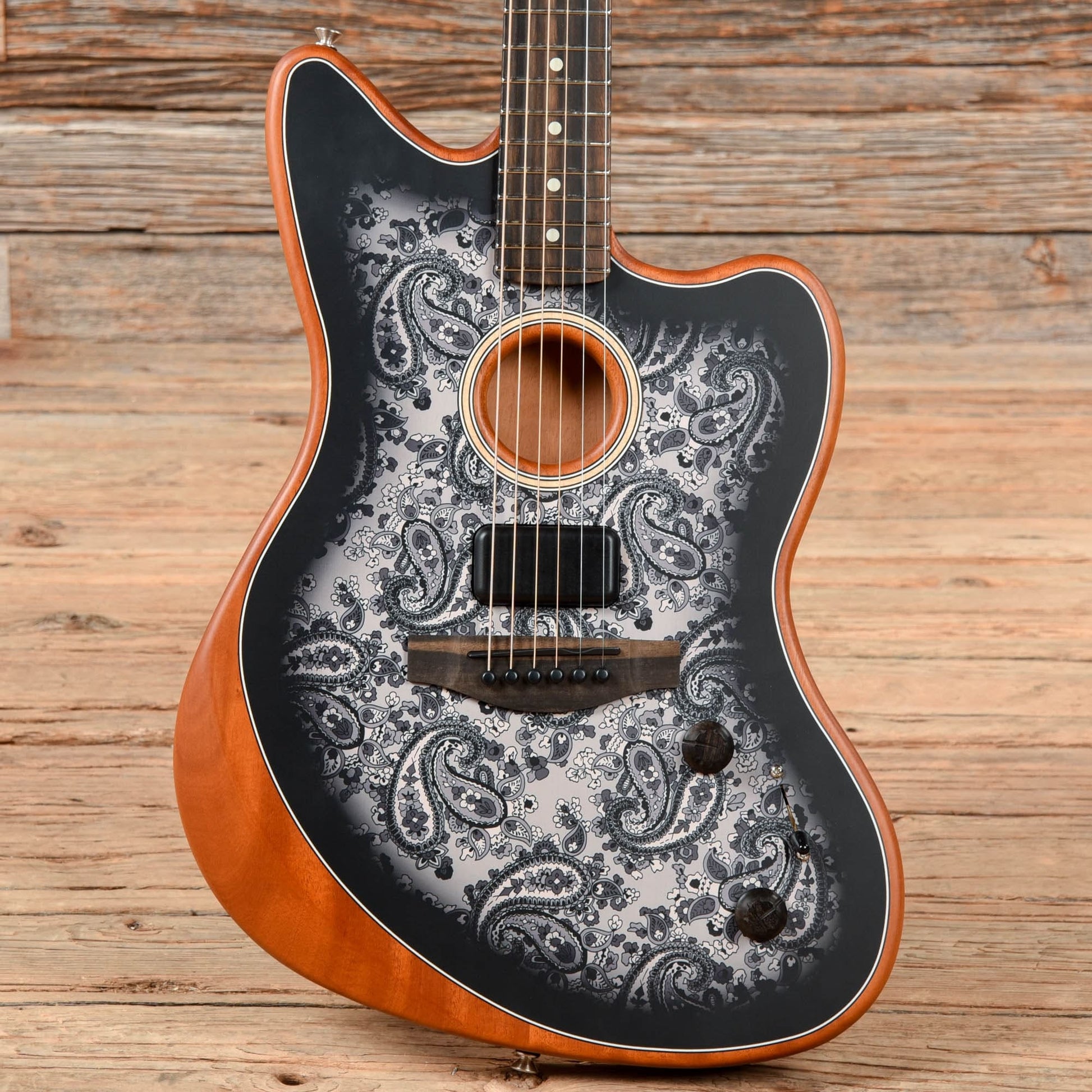 Fender American Acoustasonic Jazzmaster Black Paisley 2022 Electric Guitars / Solid Body
