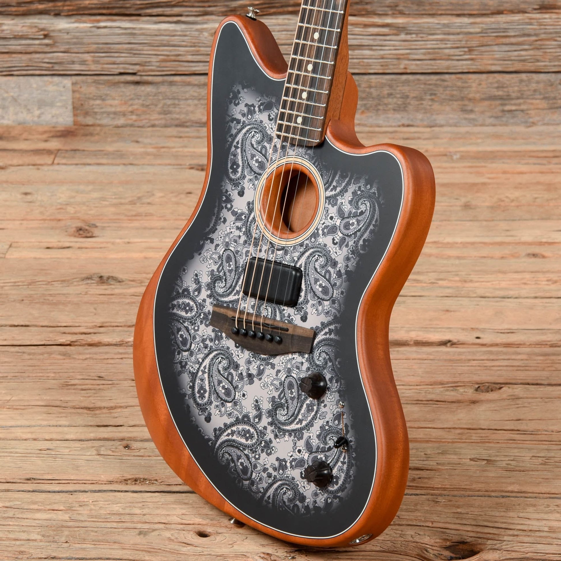 Fender American Acoustasonic Jazzmaster Black Paisley 2022 Electric Guitars / Solid Body