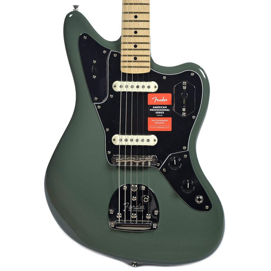 Fender American Pro Jaguar MN Antique Olive Electric Guitars / Solid Body