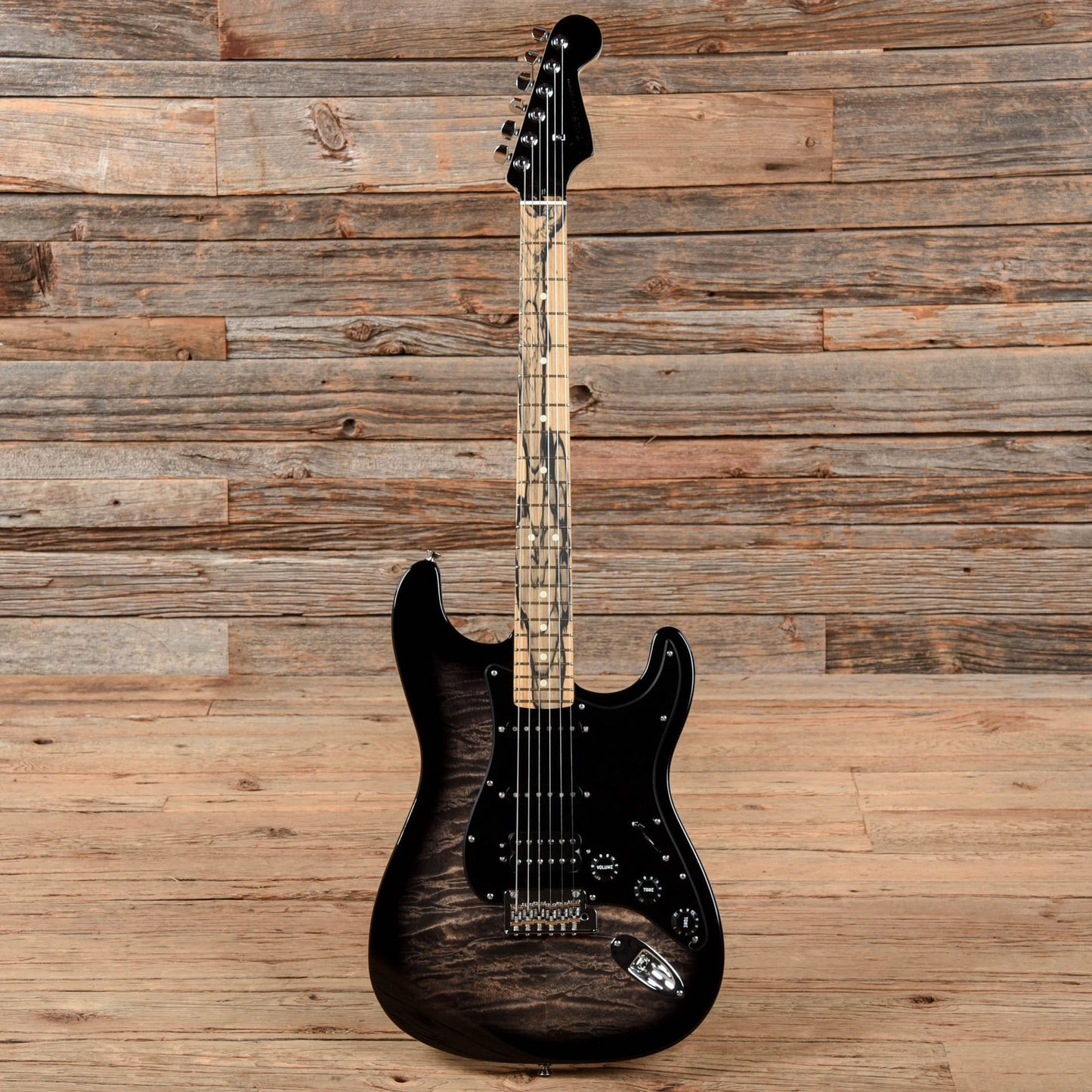Fender American QMT Stratocaster with Pale Moon Ebony Fretboard Transparent Black 2019 Electric Guitars / Solid Body
