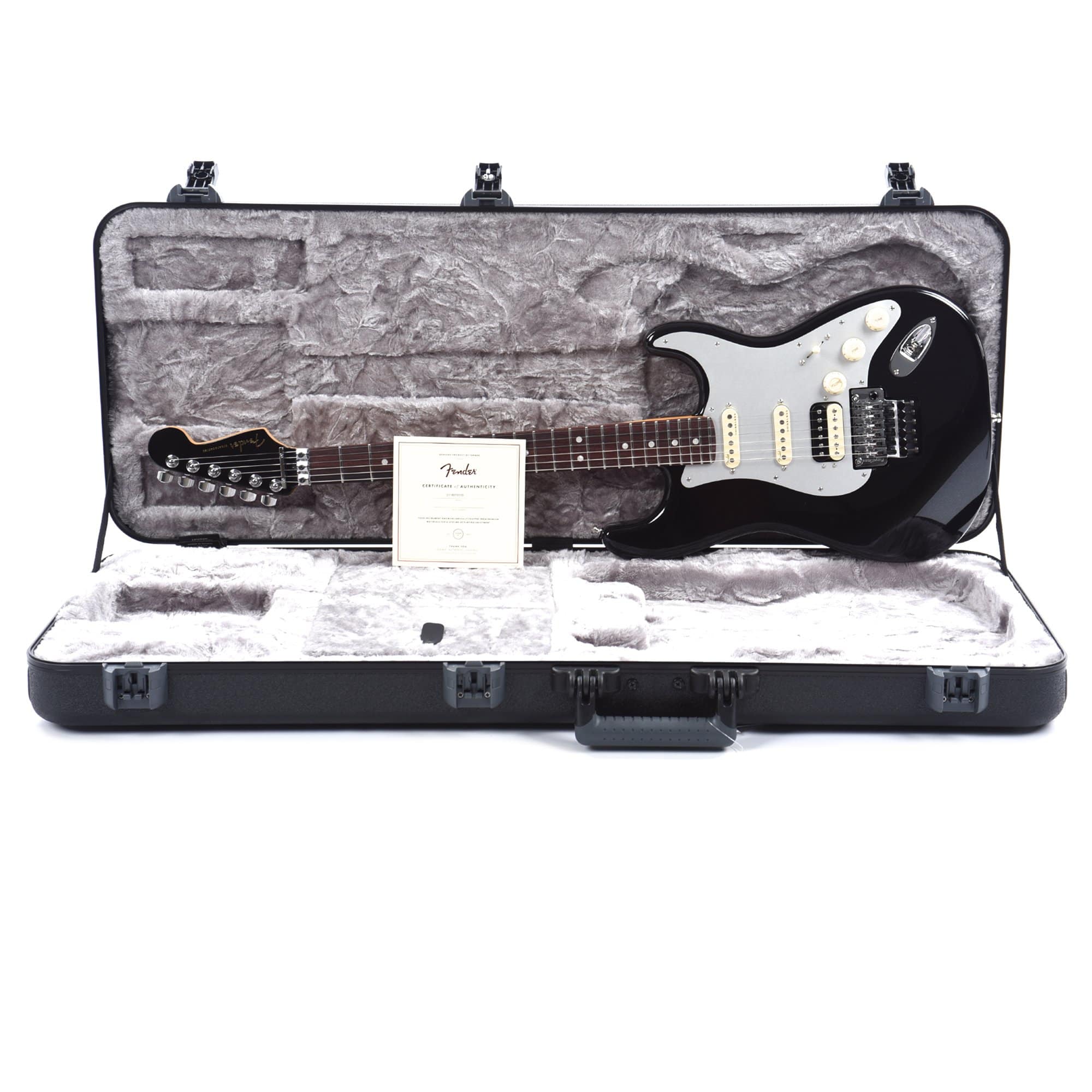 Fender American Ultra Luxe Stratocaster Floyd Rose HSS Mystic Black Electric Guitars / Solid Body