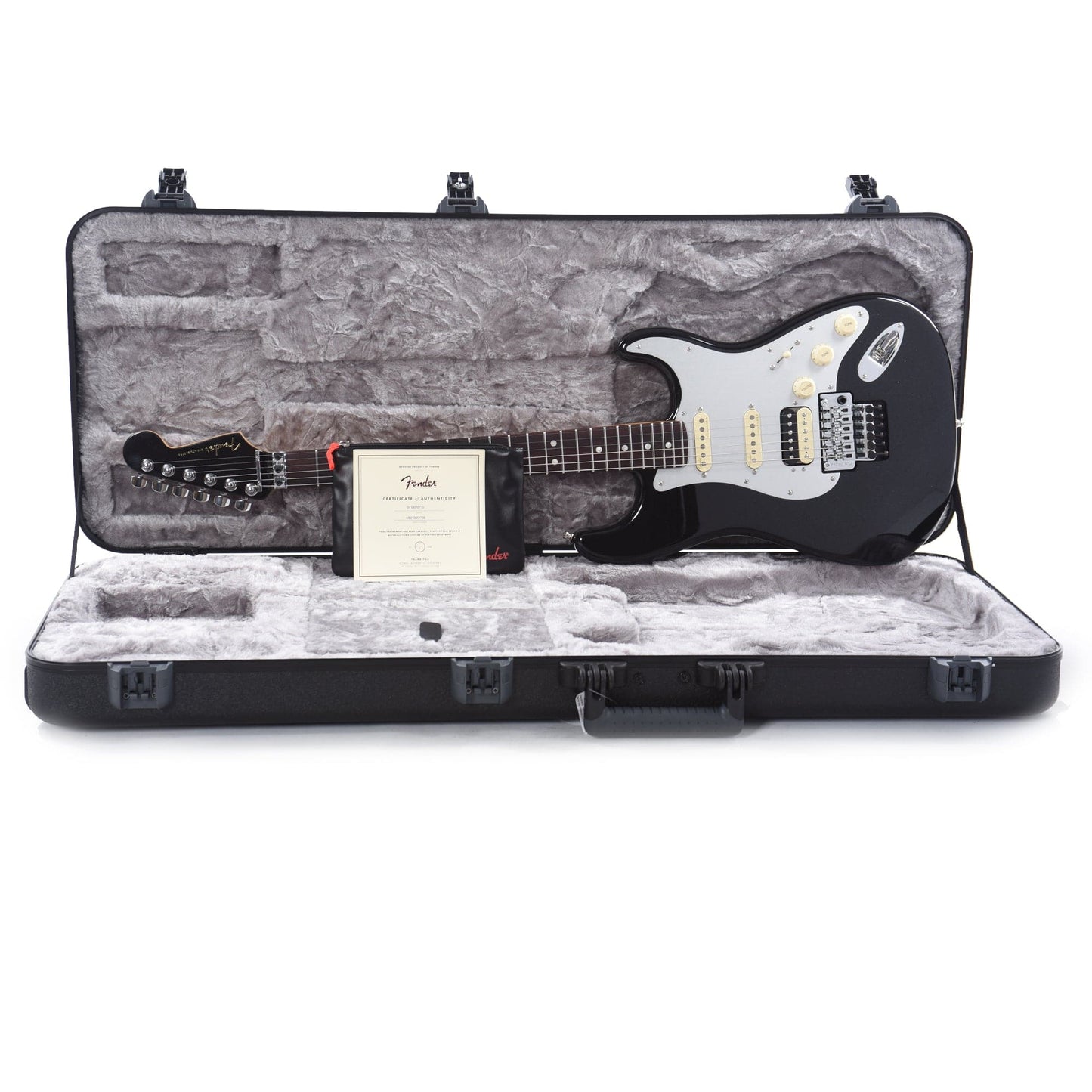 Fender American Ultra Luxe Stratocaster Floyd Rose HSS Mystic Black Electric Guitars / Solid Body