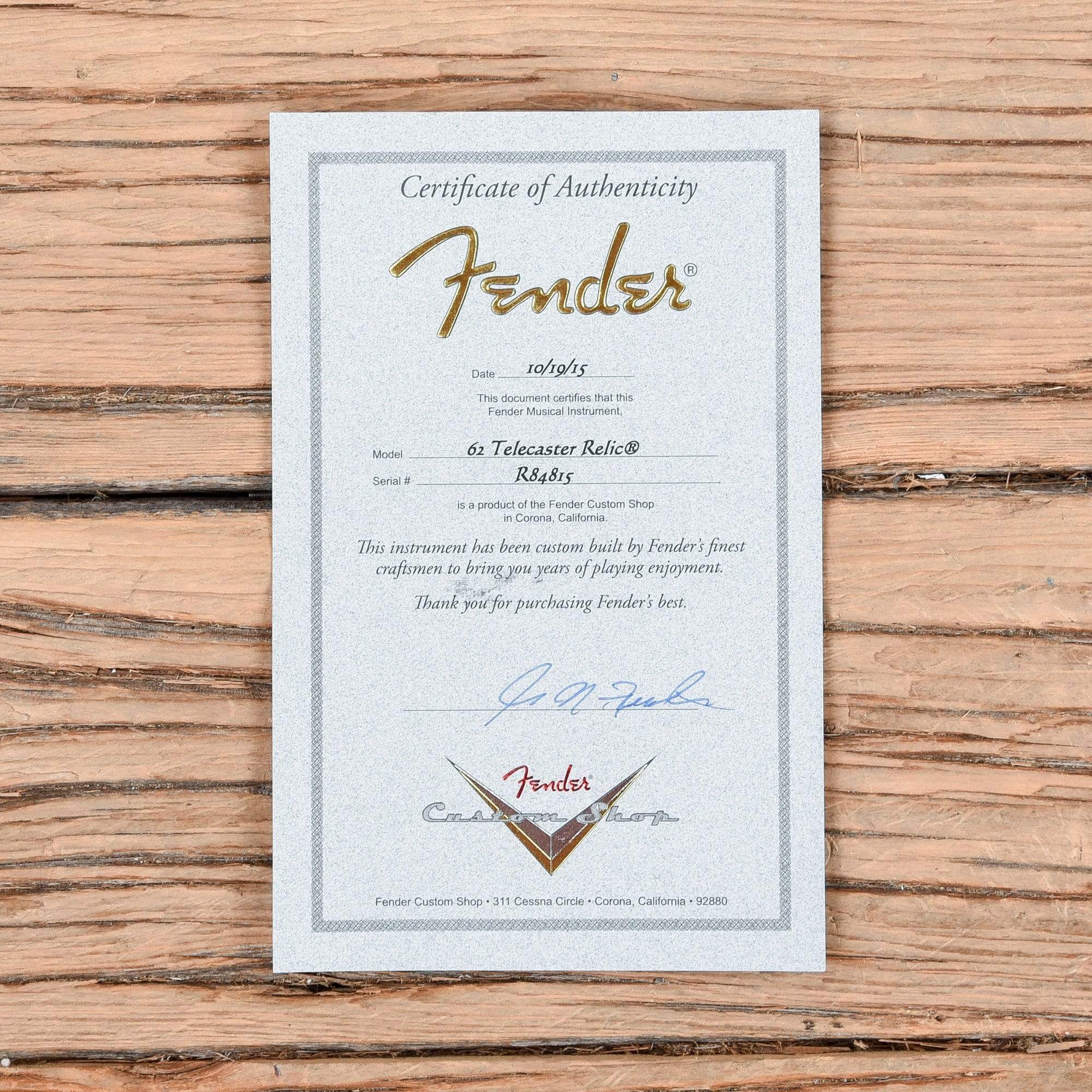Fender CS Greg Fessler Masterbuilt 1962 Telecaster Relic Aztec Gold 2015 Electric Guitars / Solid Body