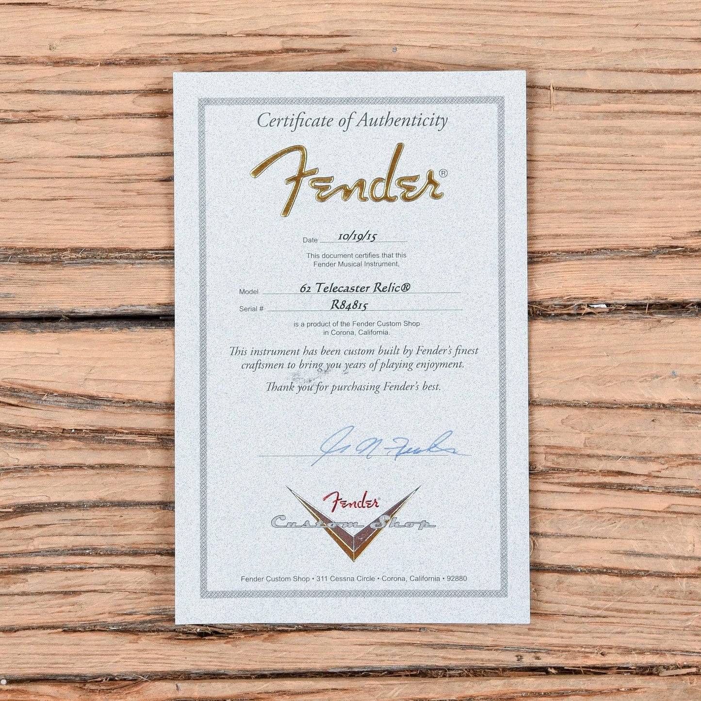 Fender CS Greg Fessler Masterbuilt 1962 Telecaster Relic Aztec Gold 2015 Electric Guitars / Solid Body