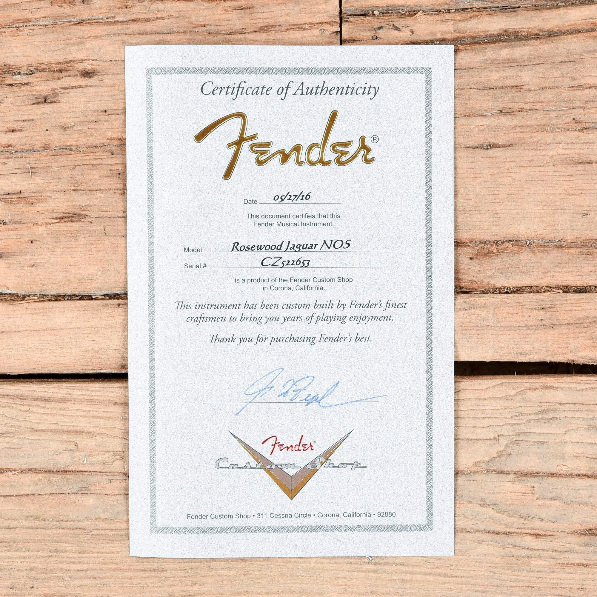 Fender CS Greg Fessler Masterbuilt Rosewood Jaguar NOS Natural 2016 Electric Guitars / Solid Body