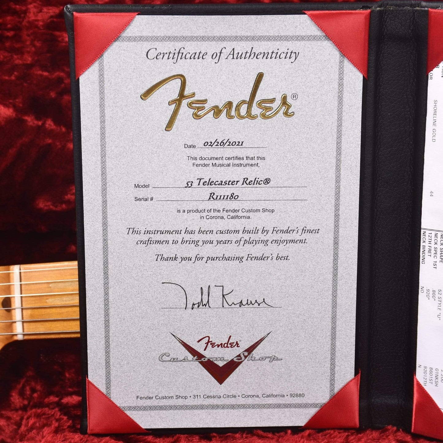 Fender Custom Shop 1953 Telecaster Relic Shoreline Gold Master Built by Todd Krause w/Bigsby B16 Electric Guitars / Solid Body