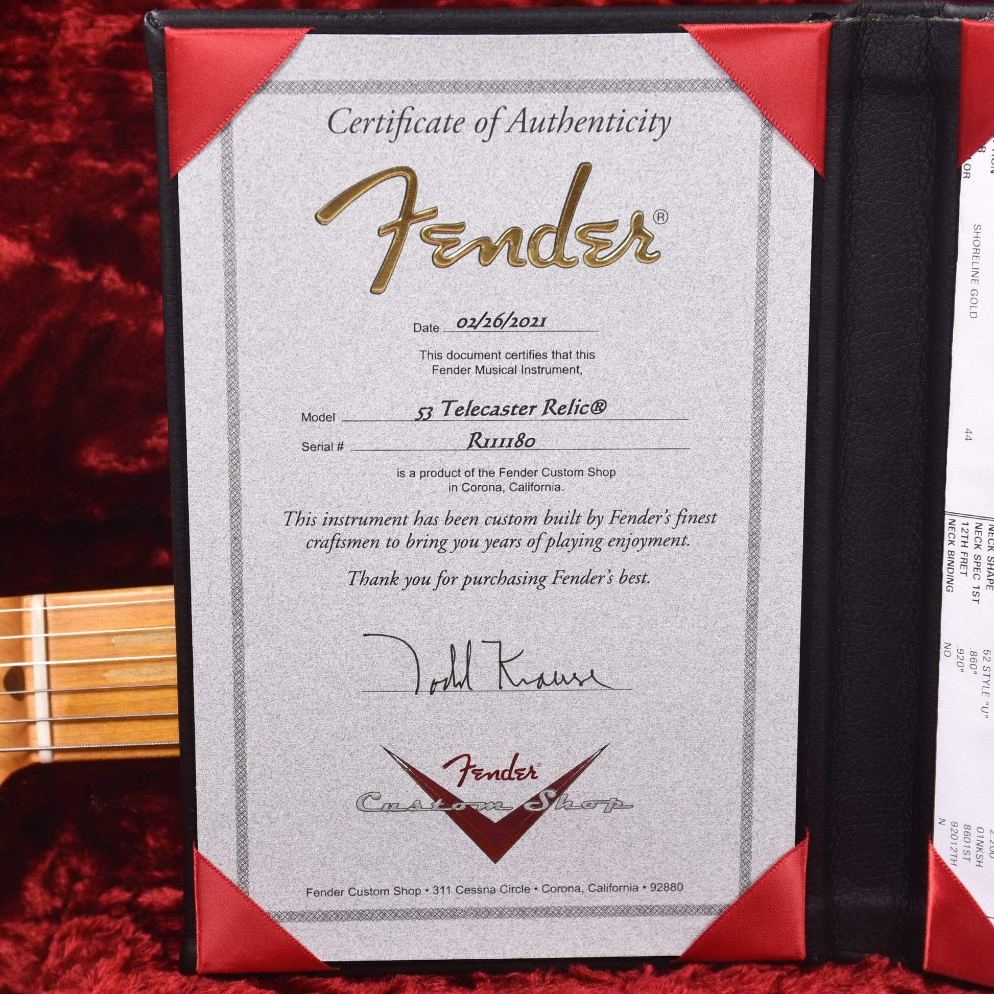 Fender Custom Shop 1953 Telecaster Relic Shoreline Gold Master Built by Todd Krause w/Bigsby B16 Electric Guitars / Solid Body