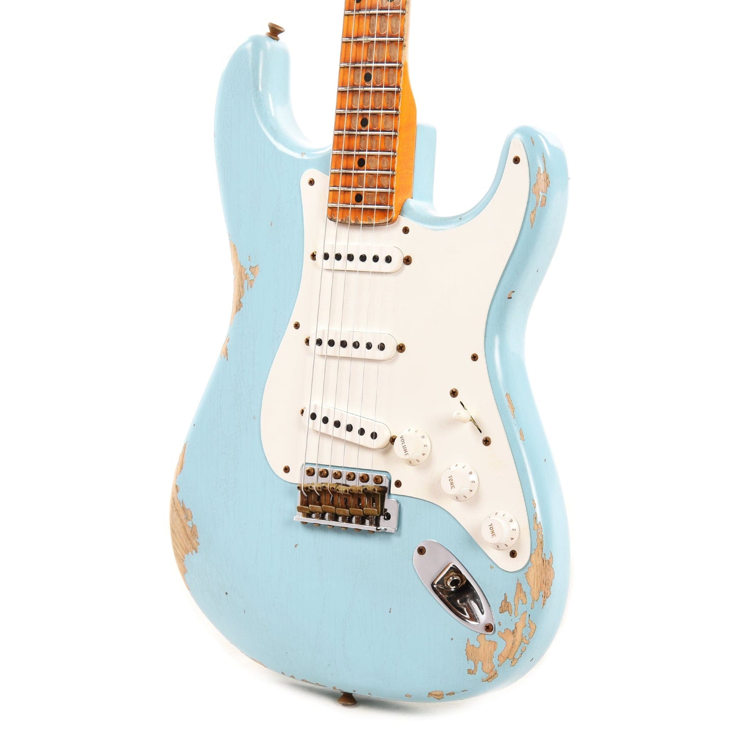 Fender Custom Shop 1955 Stratocaster "Chicago Special" Heavy Relic Super Duper Aged Daphne Blue w/AAA Flame Neck Electric Guitars / Solid Body