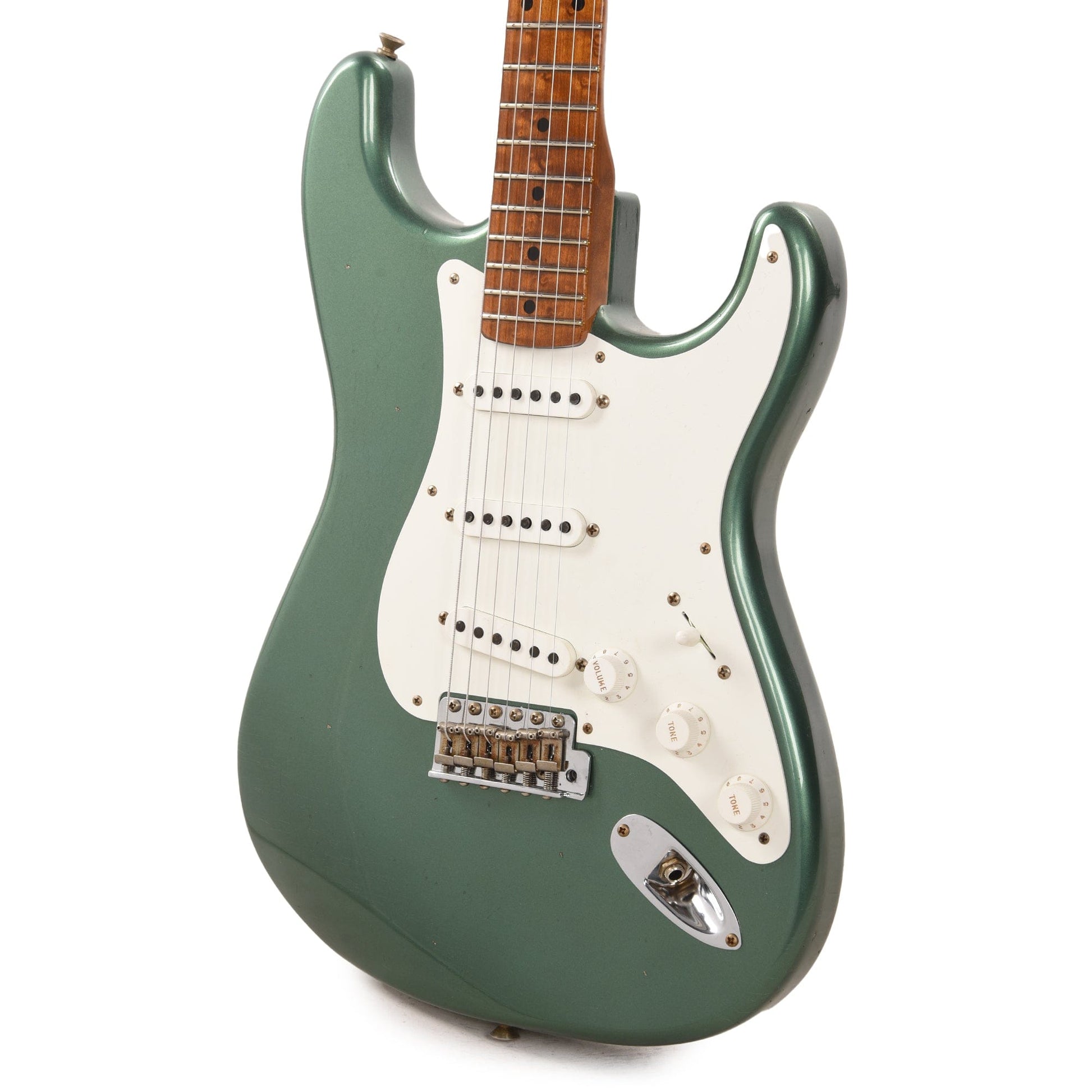 Fender Custom Shop 1955 Stratocaster "Chicago Special" Journeyman Super Aged Sherwood Green Metallic w/3A Roasted Birdseye Neck Electric Guitars / Solid Body