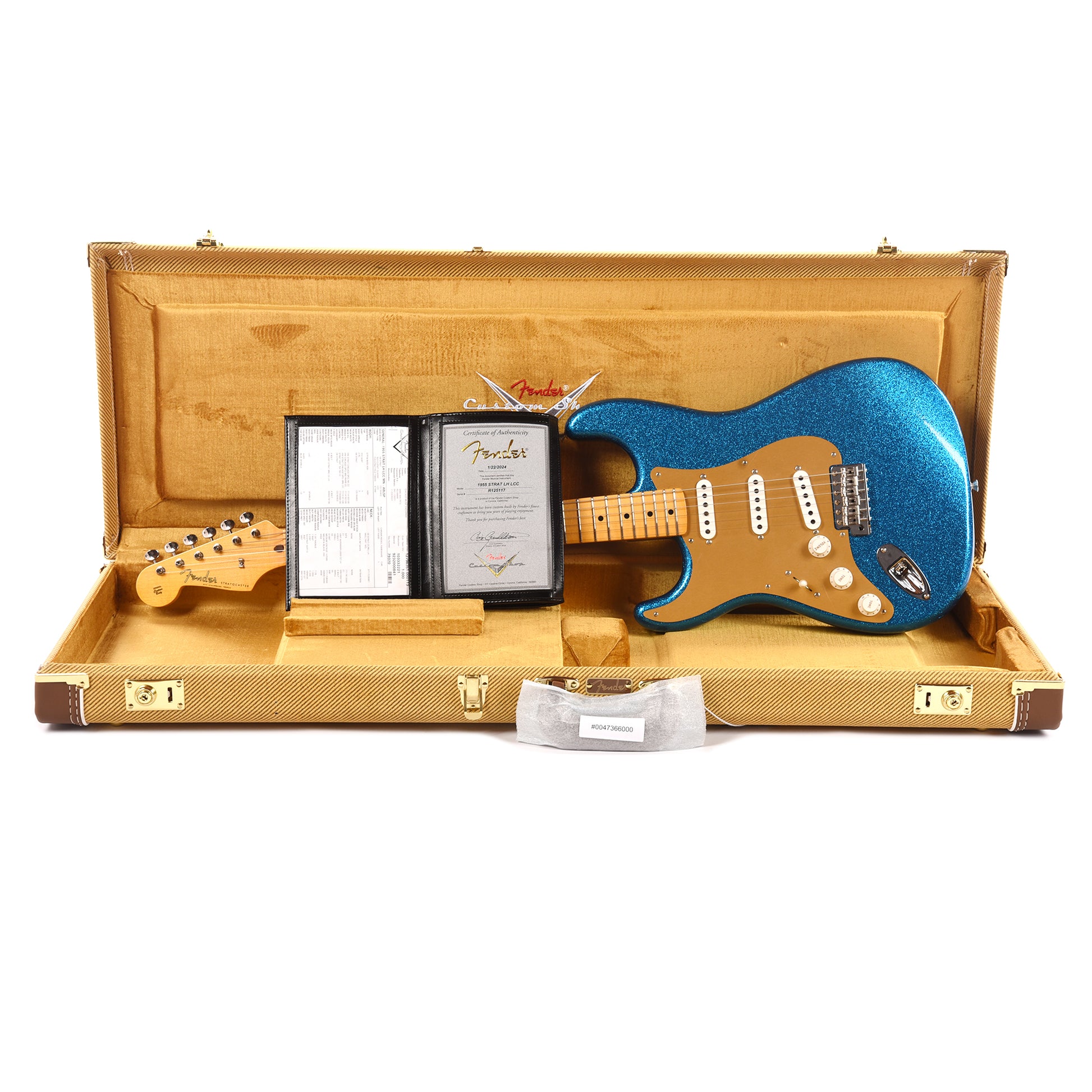 Fender Custom Shop 1955 Stratocaster "Chicago Special" LEFTY Deluxe Closet Classic Aged Blue Sparkle w/Anodized Gold Pickguard Electric Guitars / Solid Body