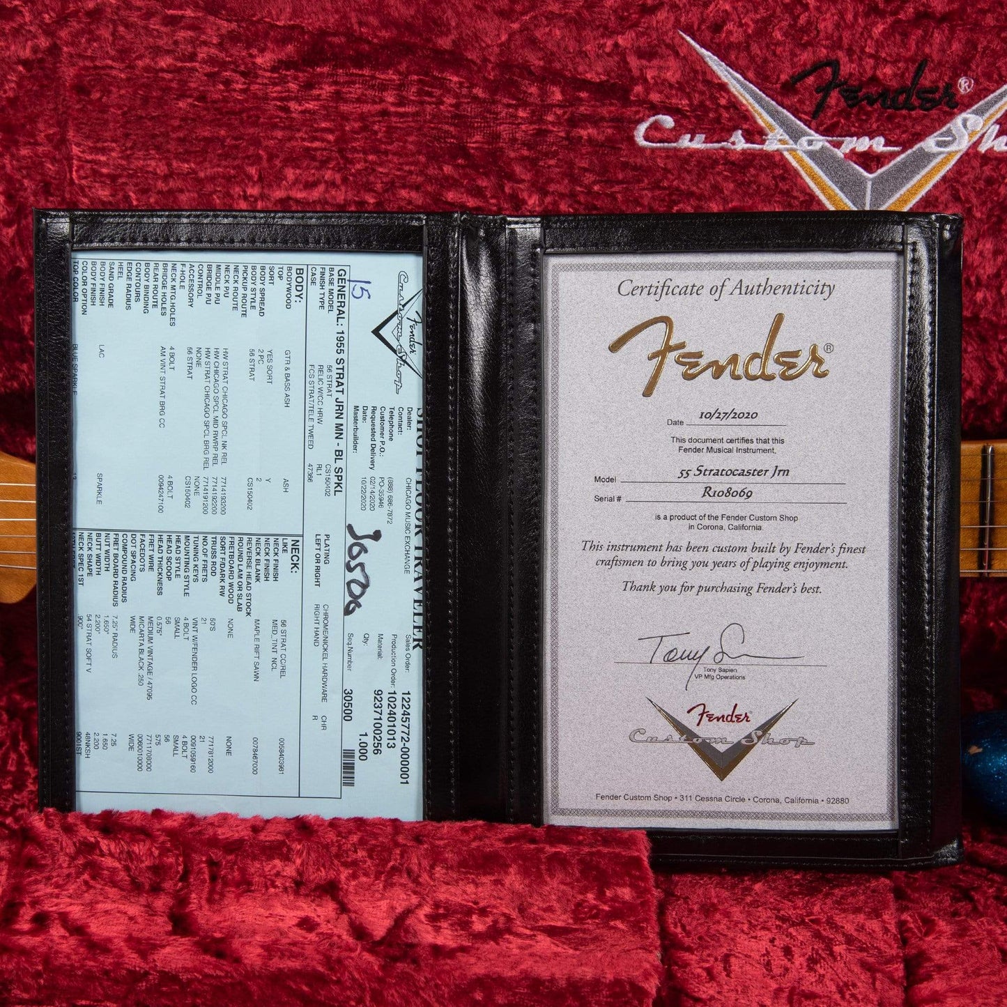 Fender Custom Shop 1955 Stratocaster "Chicago Special" Relic Blue Sparkle Electric Guitars / Solid Body