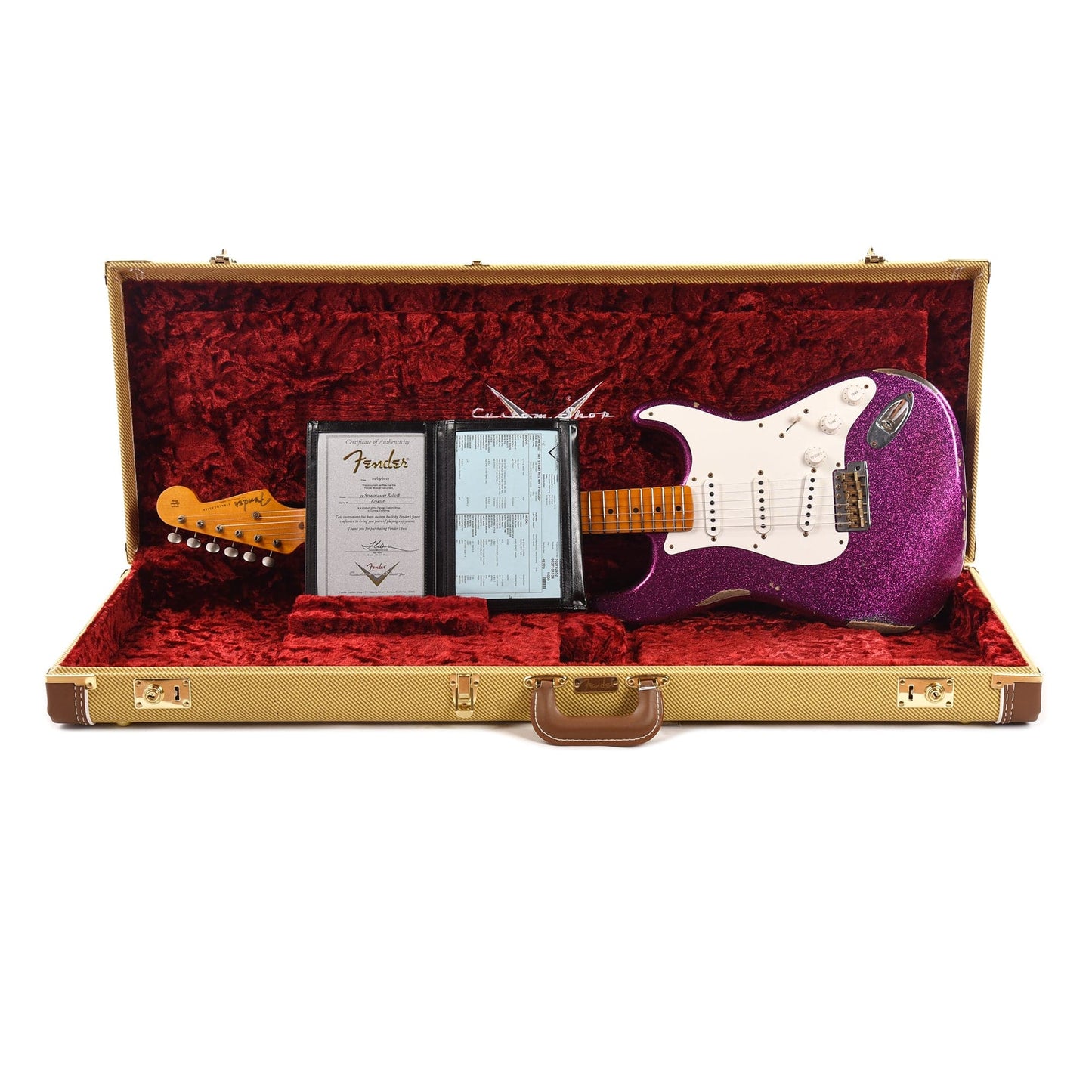 Fender Custom Shop 1955 Stratocaster "Chicago Special" Relic Faded Magenta Sparkle Electric Guitars / Solid Body