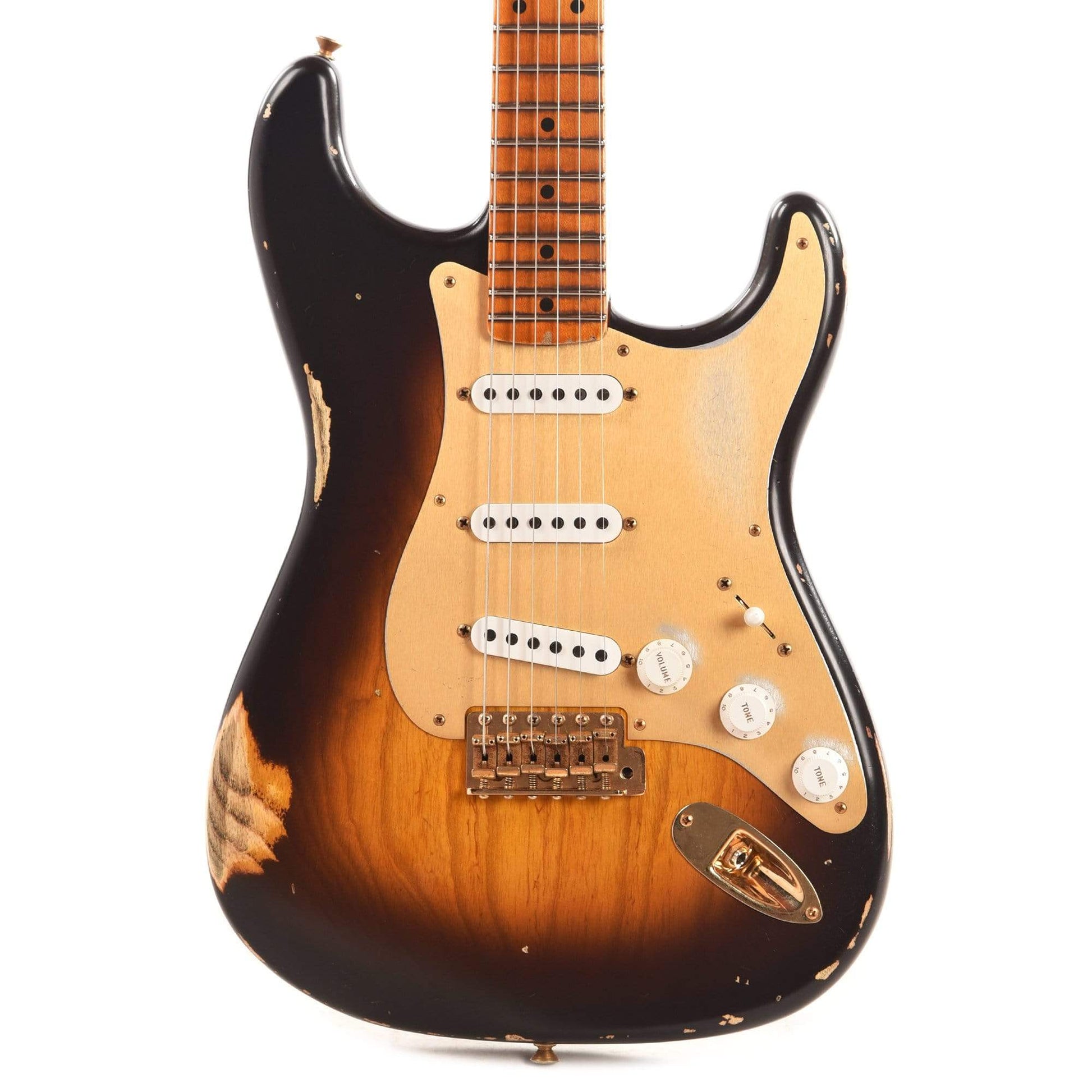 Fender Custom Shop 1955 Stratocaster "Chicago Special" Relic Super Faded Wide Fade Chocolate 2-Color Sunburst w/Gold Hardware & Gold Pickguard Electric Guitars / Solid Body