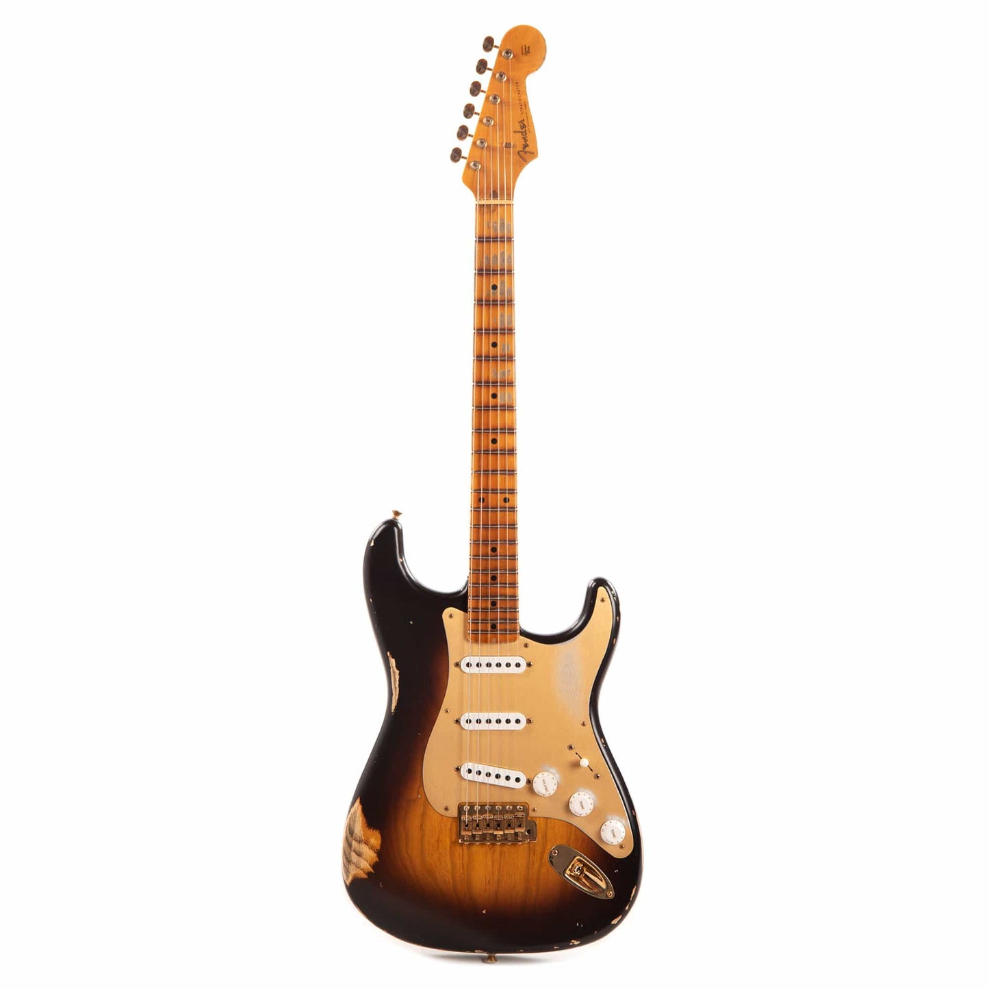 Fender Custom Shop 1955 Stratocaster "Chicago Special" Relic Super Faded Wide Fade Chocolate 2-Color Sunburst w/Gold Hardware & Gold Pickguard Electric Guitars / Solid Body