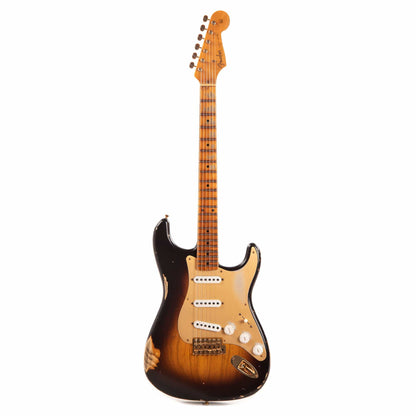 Fender Custom Shop 1955 Stratocaster "Chicago Special" Relic Super Faded Wide Fade Chocolate 2-Color Sunburst w/Gold Hardware & Gold Pickguard Electric Guitars / Solid Body