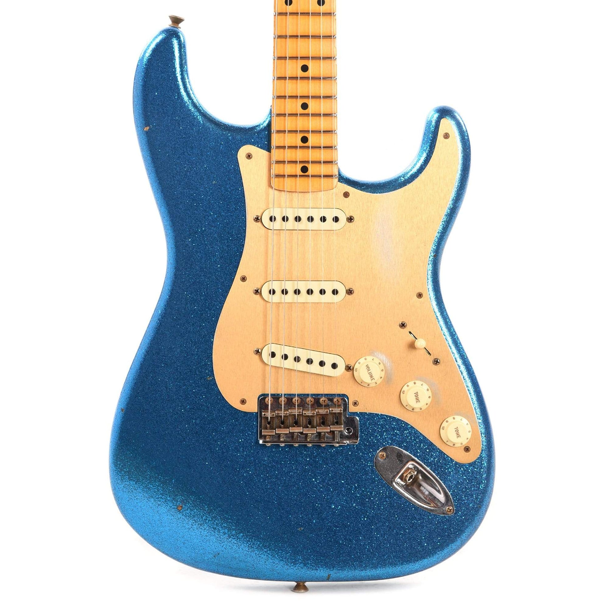 Fender Custom Shop 1957 Stratocaster "Chicago Special" Journeyman Super Aged Blue Sparkle w/Gold Anodized Pickguard Electric Guitars / Solid Body