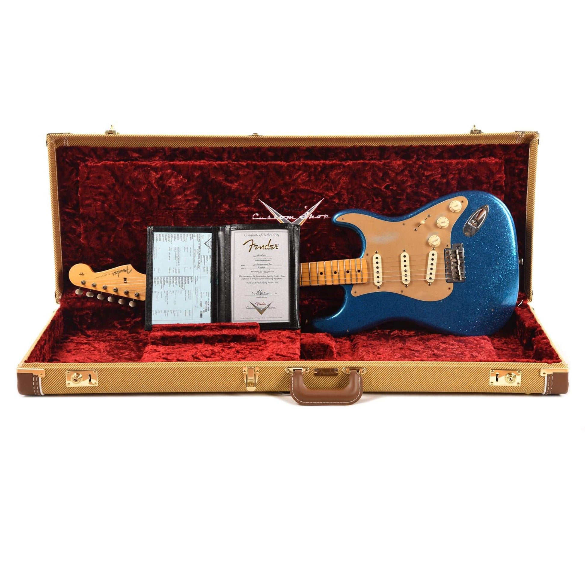 Fender Custom Shop 1957 Stratocaster "Chicago Special" Journeyman Super Aged Blue Sparkle w/Gold Anodized Pickguard Electric Guitars / Solid Body