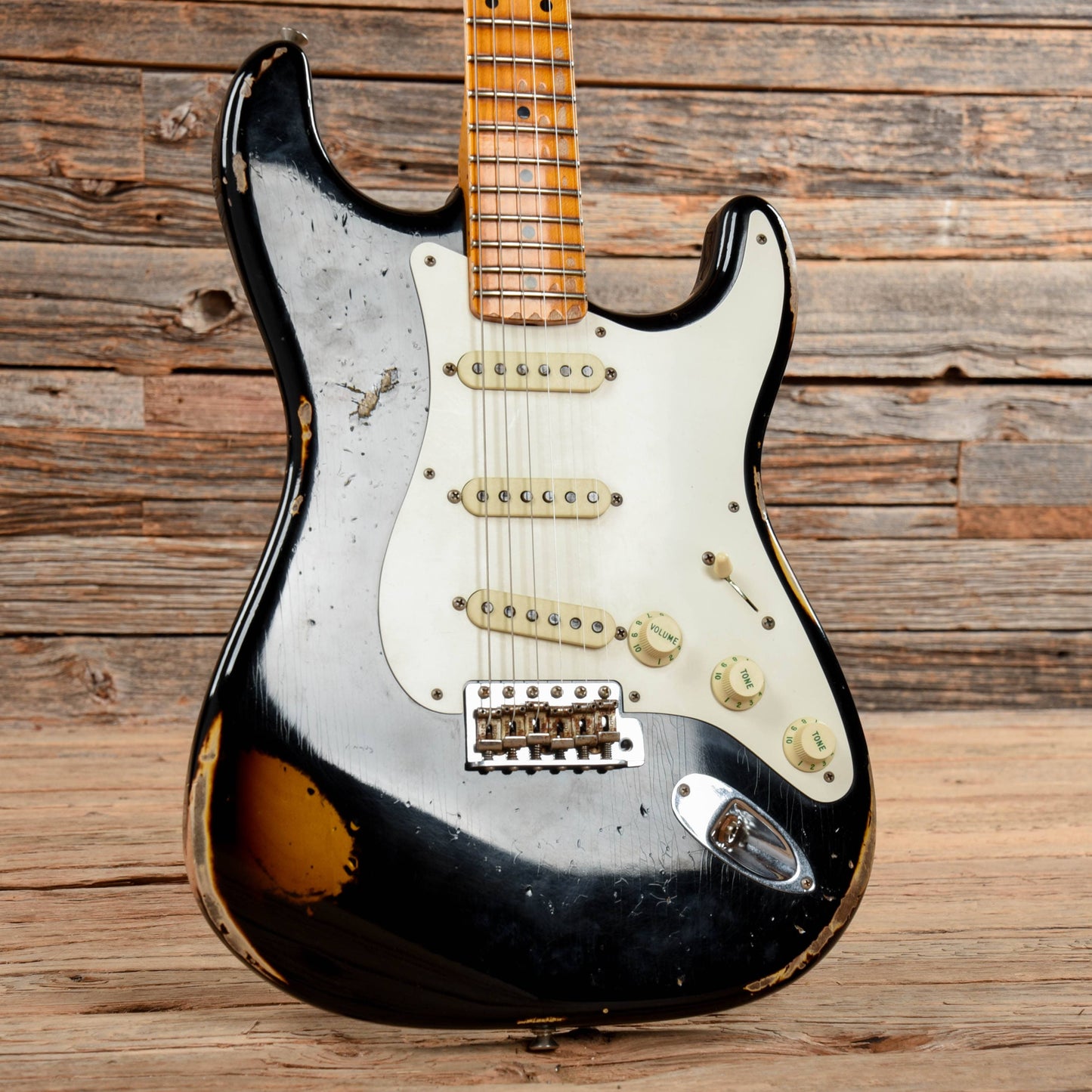 Fender Custom Shop 1957 Stratocaster Heavy Relic Faded Black Over Sunburst 2014 Electric Guitars / Solid Body