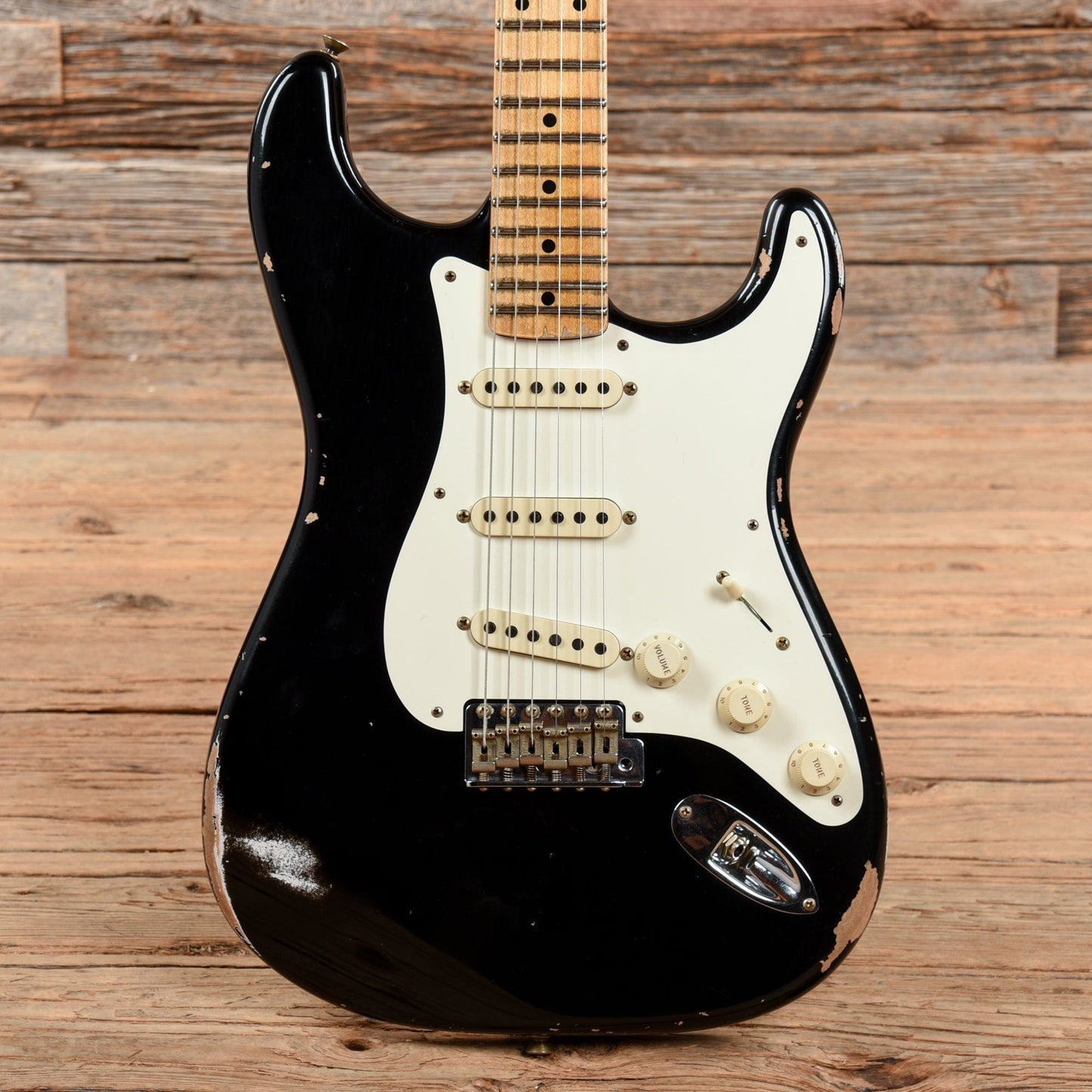 Fender Custom Shop 1957 Stratocaster Relic Aged Black 2022 Electric Guitars / Solid Body