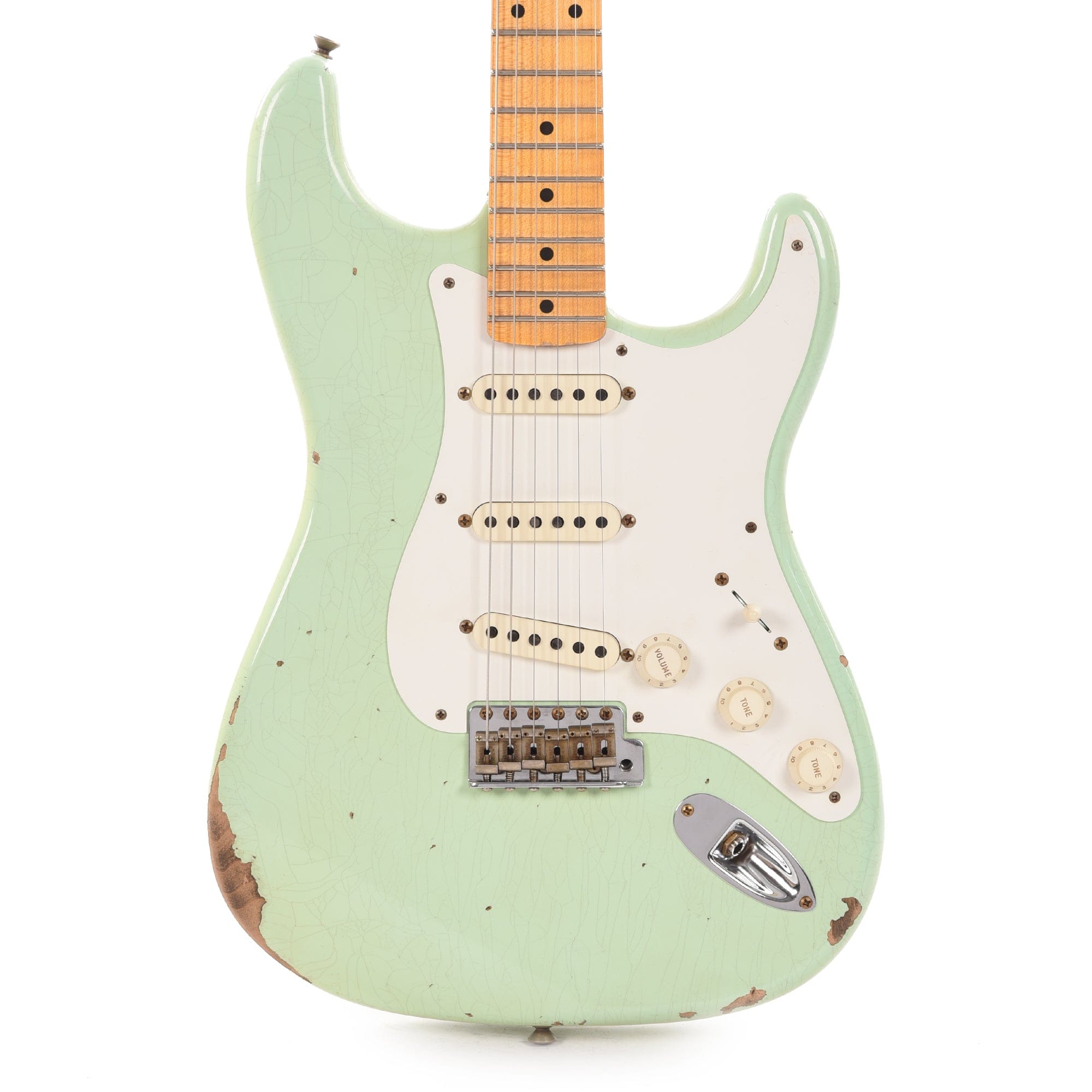 Fender Custom Shop 1958 Stratocaster Relic Super Faded Aged Surf Green Electric Guitars / Solid Body