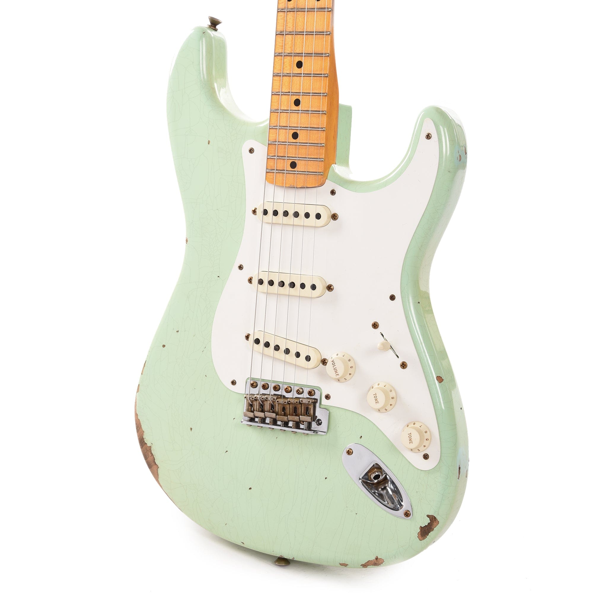 Fender Custom Shop 1958 Stratocaster Relic Super Faded Aged Surf Green Electric Guitars / Solid Body