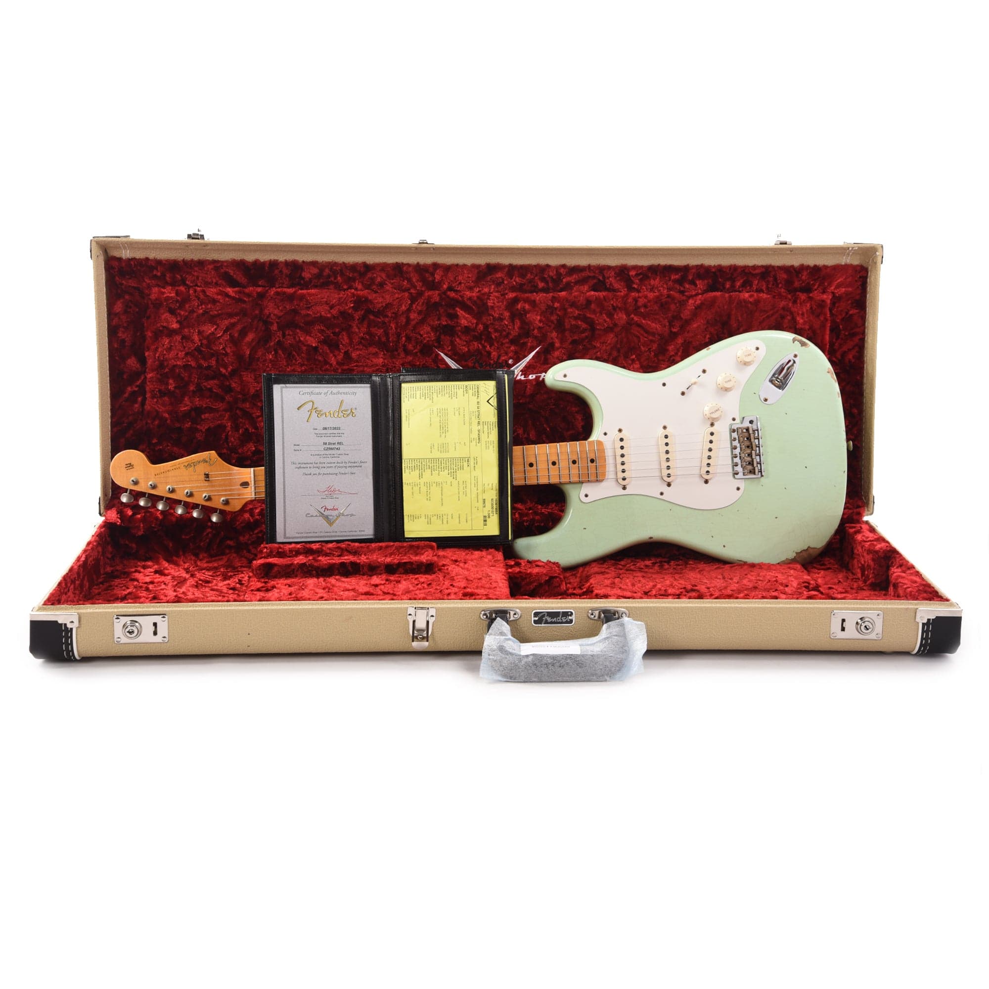 Fender Custom Shop 1958 Stratocaster Relic Super Faded Aged Surf Green Electric Guitars / Solid Body