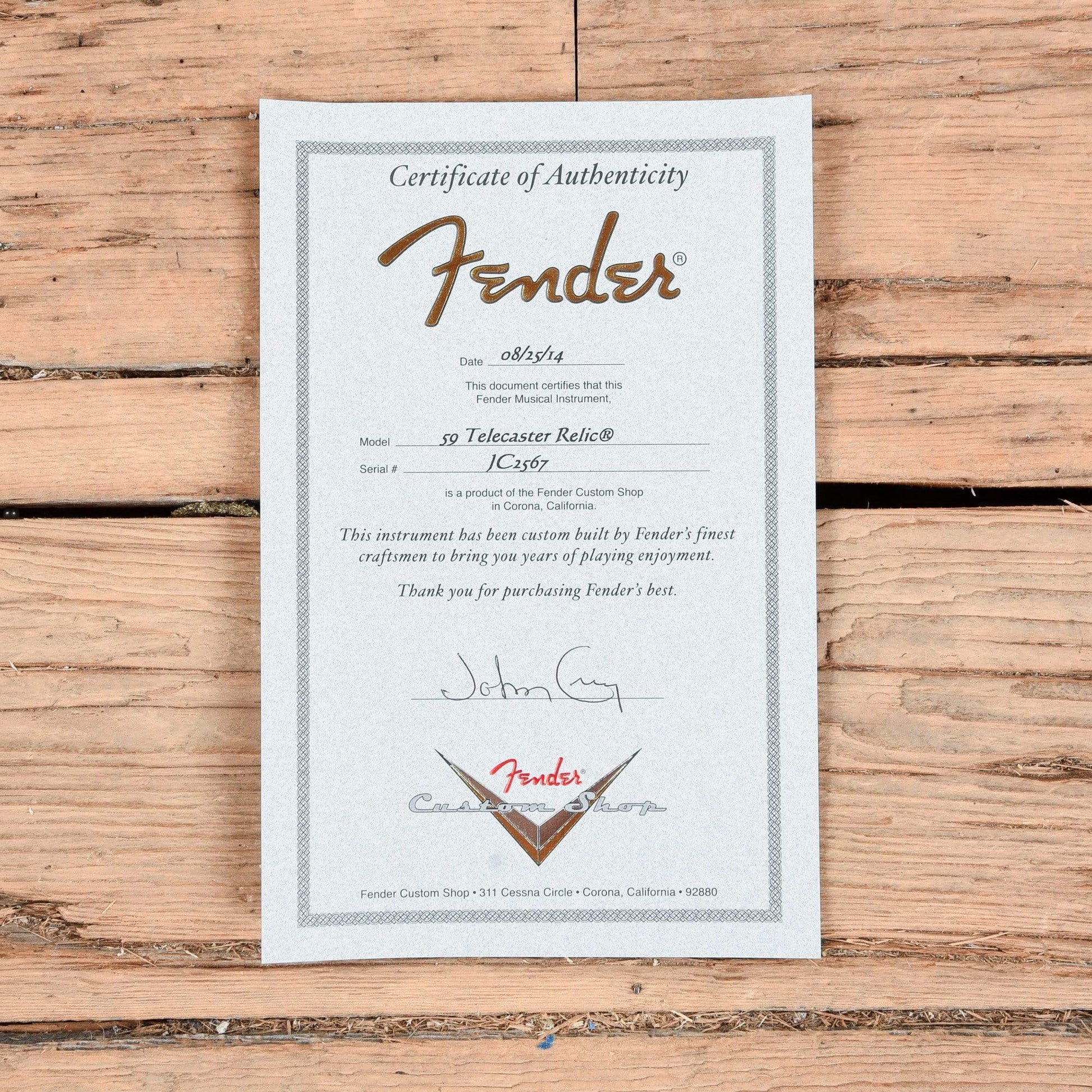 Fender Custom Shop 1959 Telecaster Relic Masterbuilt by John Cruz Electric Guitars / Solid Body