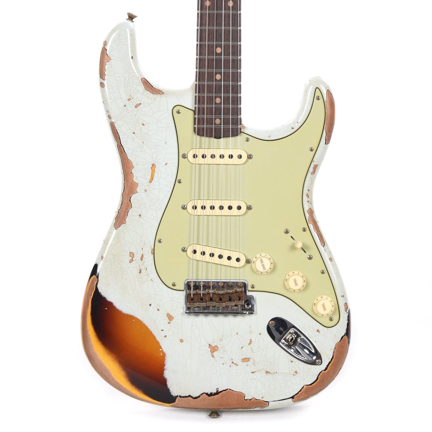 Fender Custom Shop 1961 Stratocaster Heavy Relic Super Faded Aged Sonic Blue Over 3-Color Sunburst Electric Guitars / Solid Body