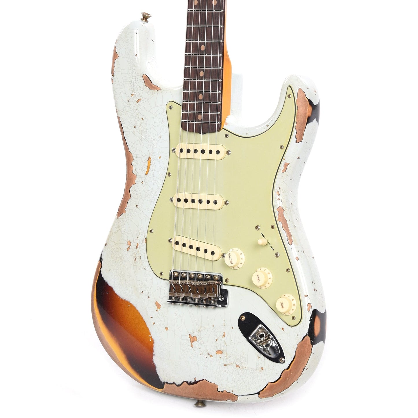 Fender Custom Shop 1961 Stratocaster Heavy Relic Super Faded Aged Sonic Blue Over 3-Color Sunburst Electric Guitars / Solid Body