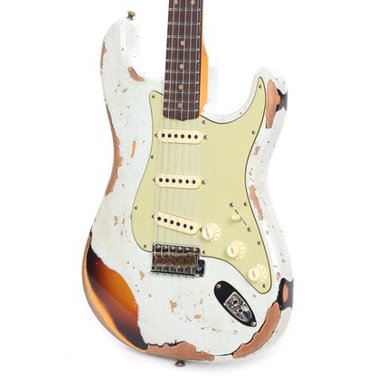 Fender Custom Shop 1961 Stratocaster Heavy Relic Super Faded Aged Sonic Blue Over 3-Color Sunburst Electric Guitars / Solid Body