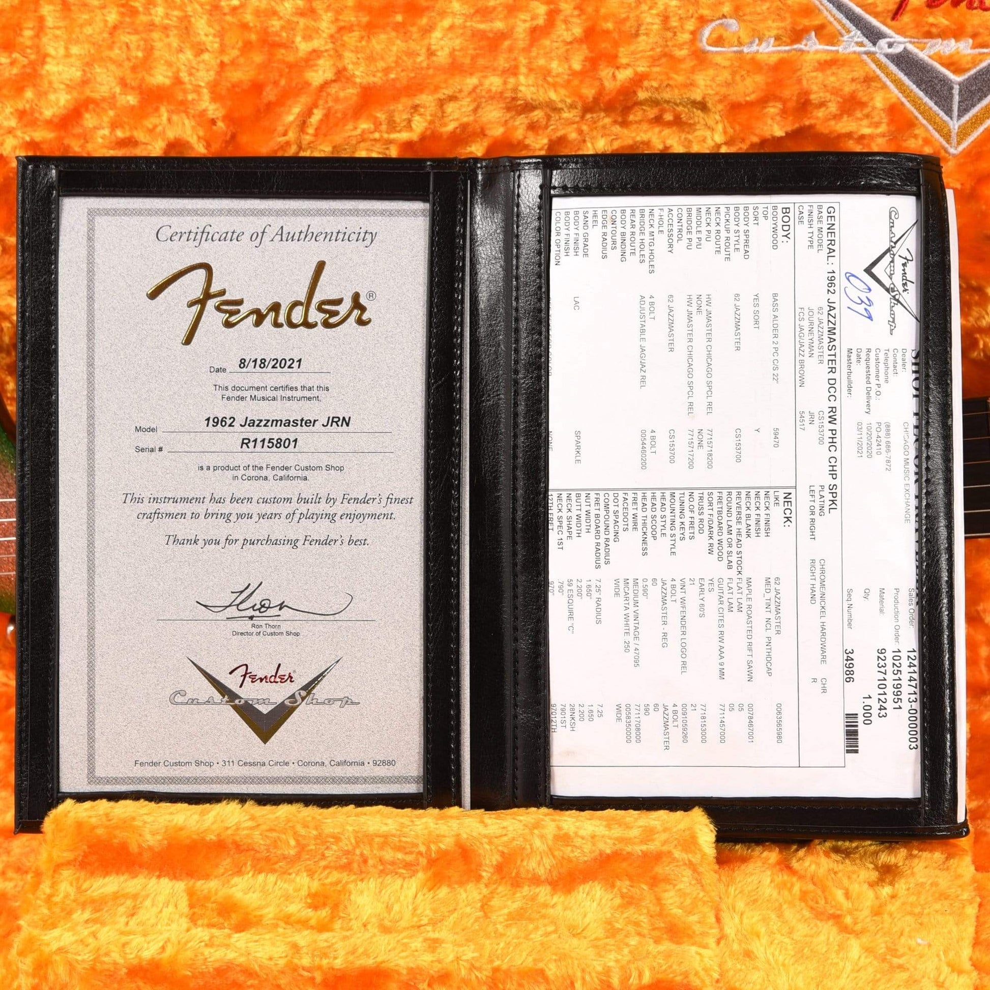 Fender Custom Shop 1962 Jazzmaster "Chicago Special" Deluxe Closet Classic Aged Champagne/Green Burst Sparkle w/Roasted Maple Neck Electric Guitars / Solid Body