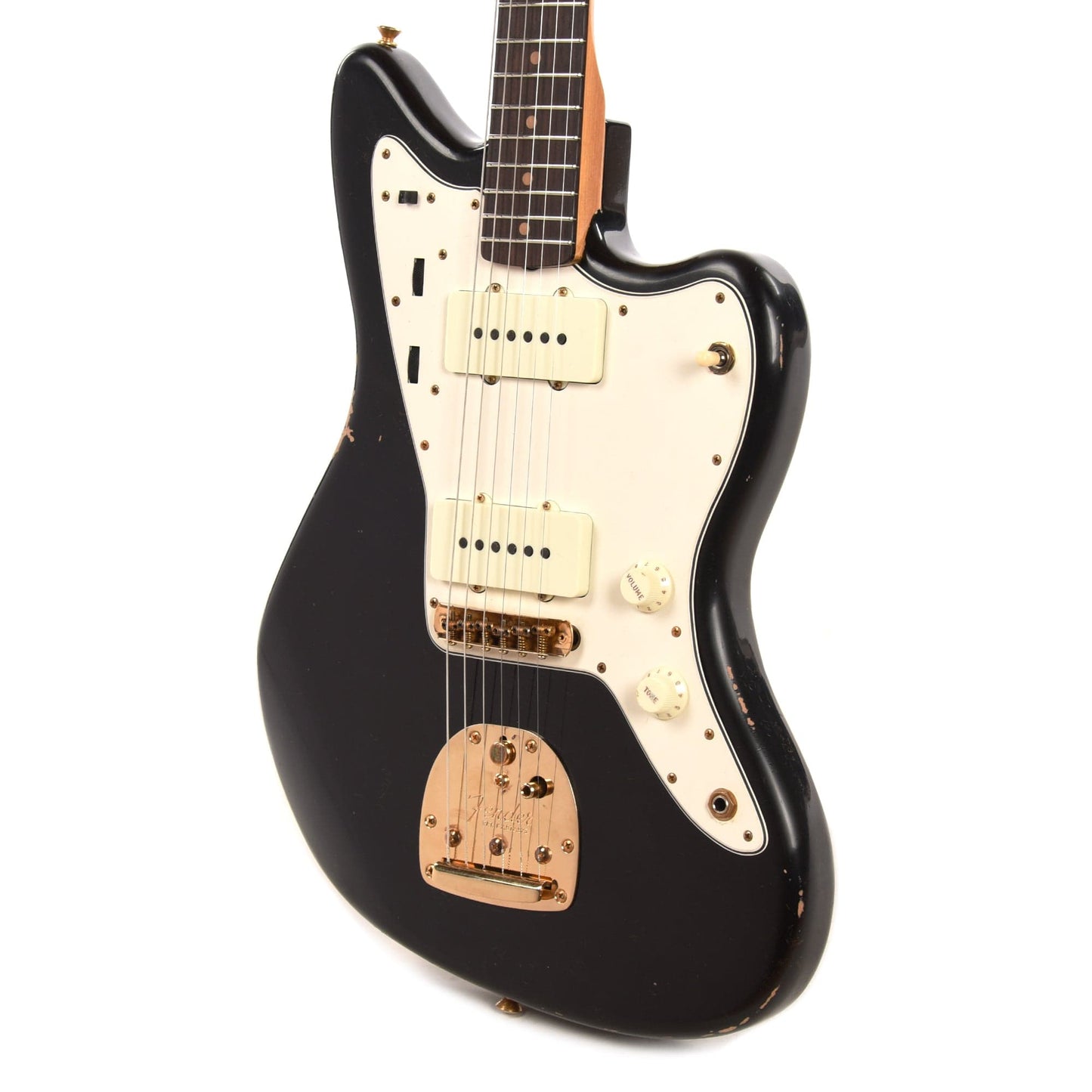 Fender Custom Shop 1962 Jazzmaster "Chicago Special" Relic Aged Black w/Gold Hardware & Painted Headcap Electric Guitars / Solid Body