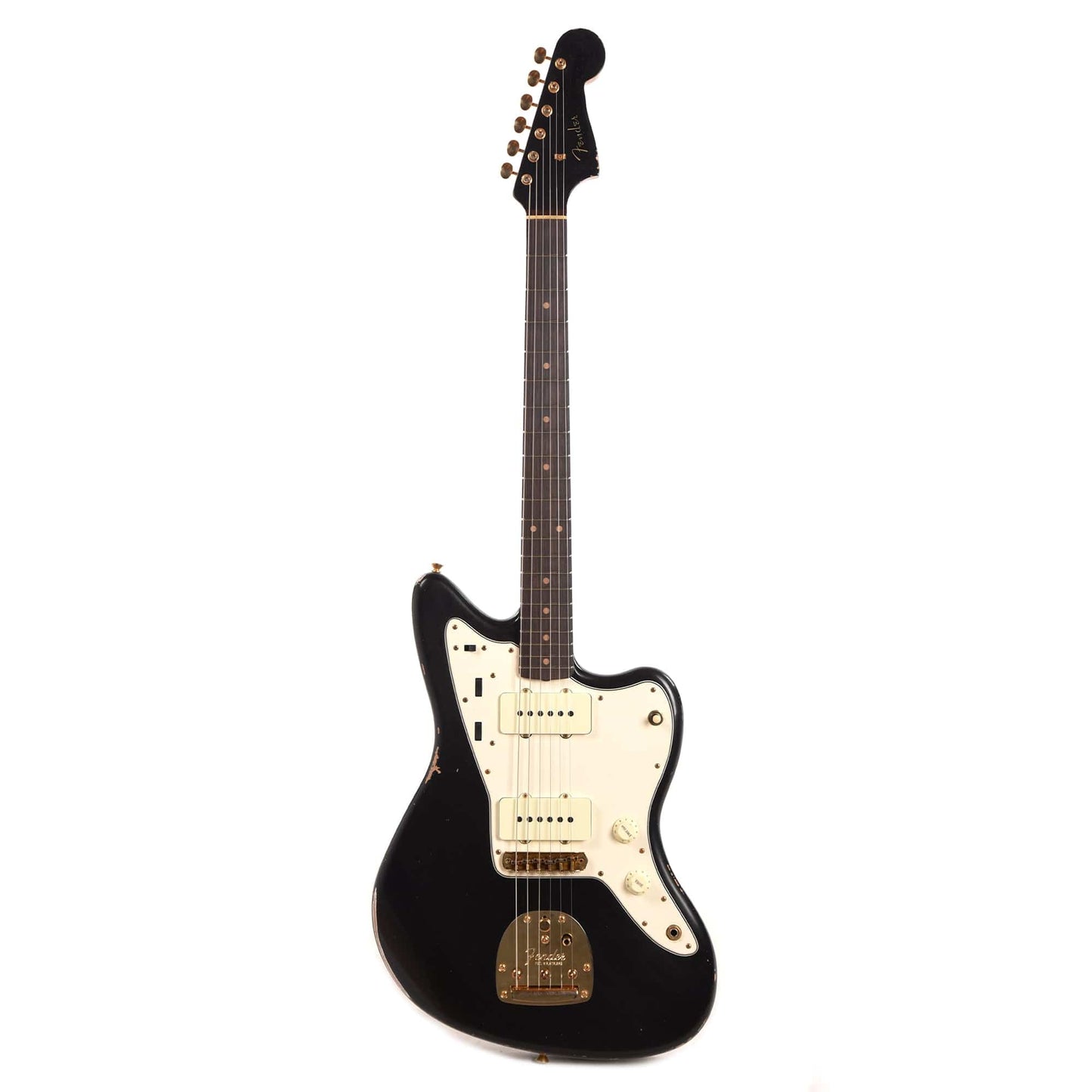Fender Custom Shop 1962 Jazzmaster "Chicago Special" Relic Aged Black w/Gold Hardware & Painted Headcap Electric Guitars / Solid Body