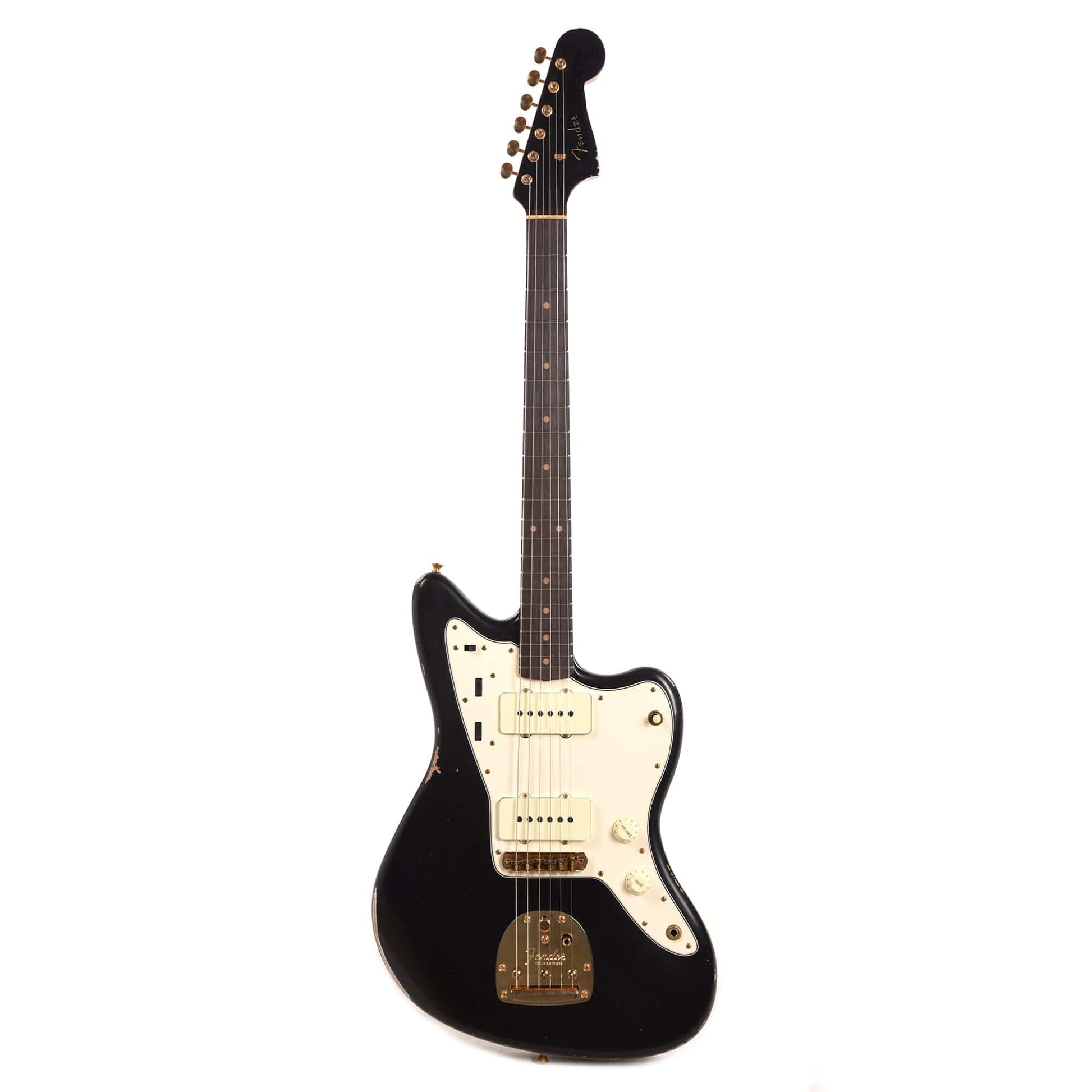 Fender Custom Shop 1962 Jazzmaster "Chicago Special" Relic Aged Black w/Gold Hardware & Painted Headcap Electric Guitars / Solid Body