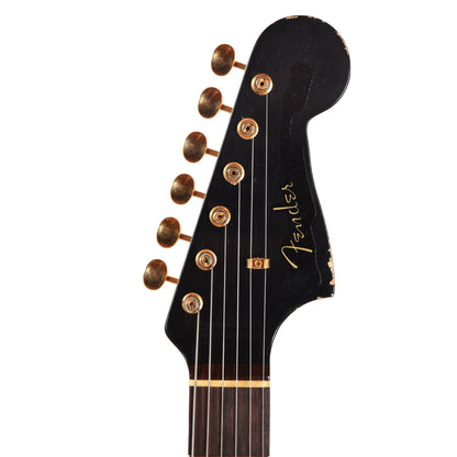 Fender Custom Shop 1962 Jazzmaster "Chicago Special" Relic Aged Black w/Gold Hardware & Painted Headcap Electric Guitars / Solid Body