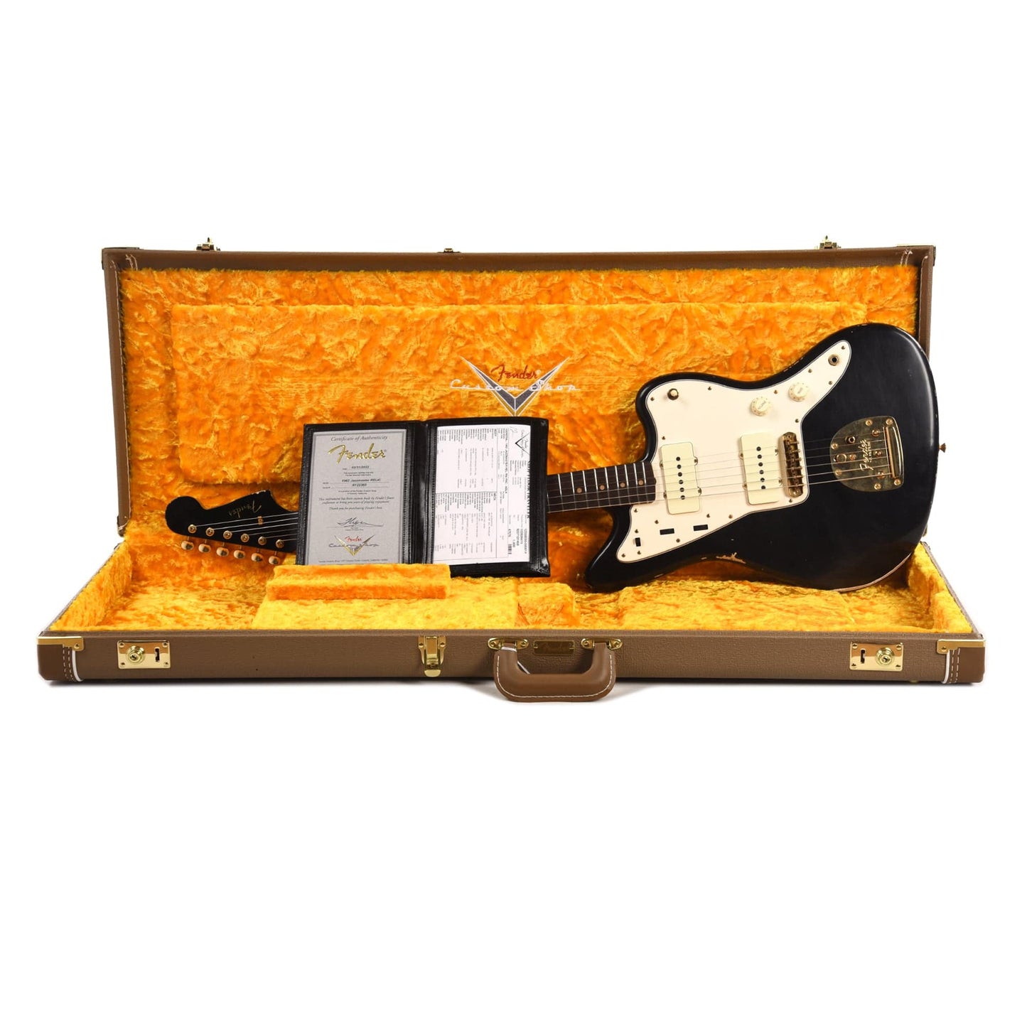 Fender Custom Shop 1962 Jazzmaster "Chicago Special" Relic Aged Black w/Gold Hardware & Painted Headcap Electric Guitars / Solid Body