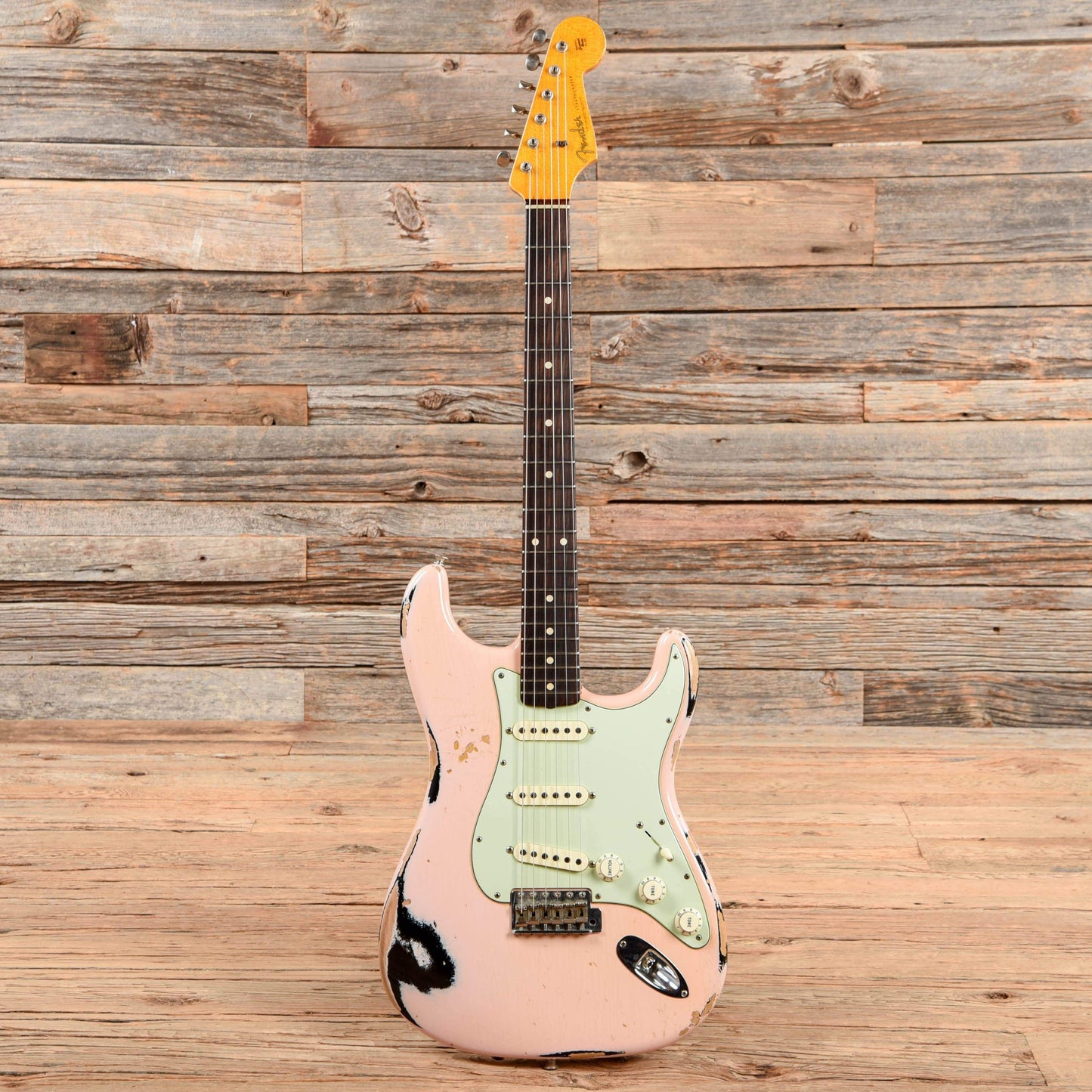 Fender Custom Shop 1962 Stratocaster Heavy Relic Faded Shell Pink Over Black 2014 Electric Guitars / Solid Body