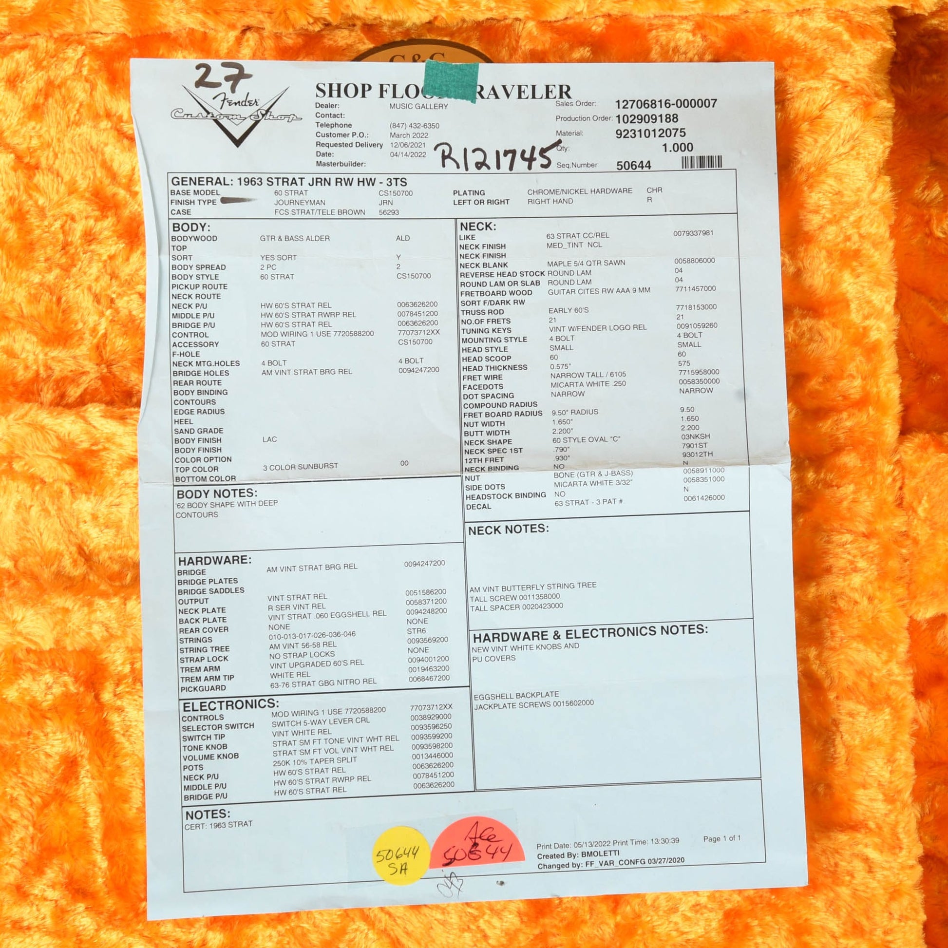 Fender Custom Shop 1963 Stratocaster Journeyman Relic Sunburst 2022 Electric Guitars / Solid Body