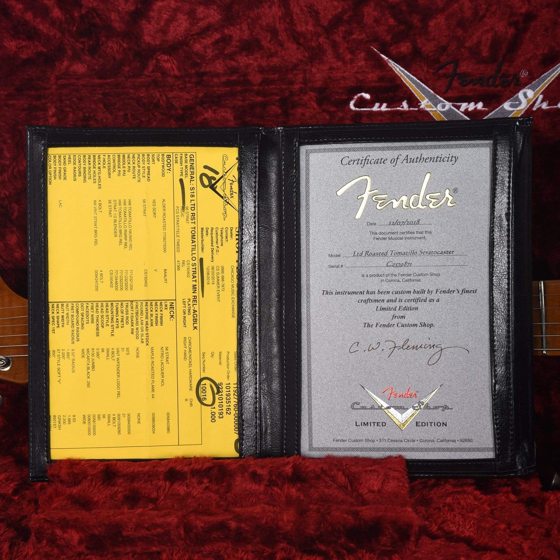 Fender Custom Shop 2018 Limited Roasted Tomatillo Stratocaster Relic Aged Black Electric Guitars / Solid Body