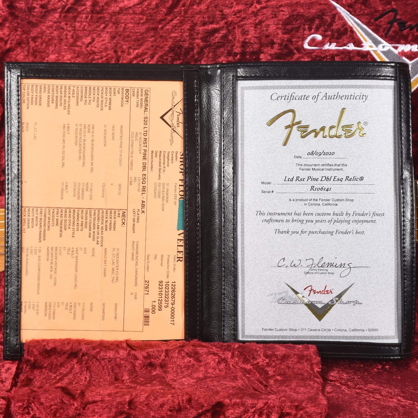 Fender Custom Shop 2020 Limited Edition Roasted Pine Double Esquire Relic Aged Black Electric Guitars / Solid Body