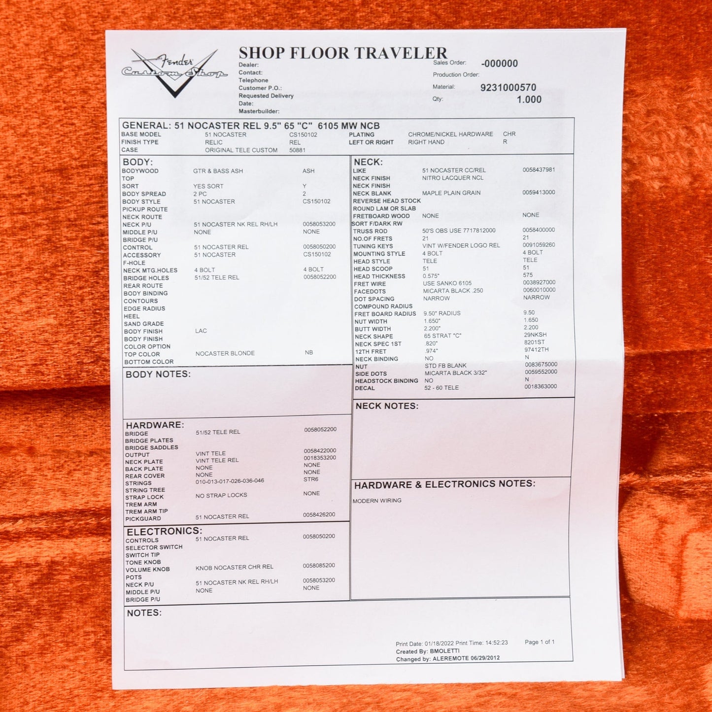 Fender Custom Shop '51 Nocaster Relic Butterscotch Blonde Electric Guitars / Solid Body