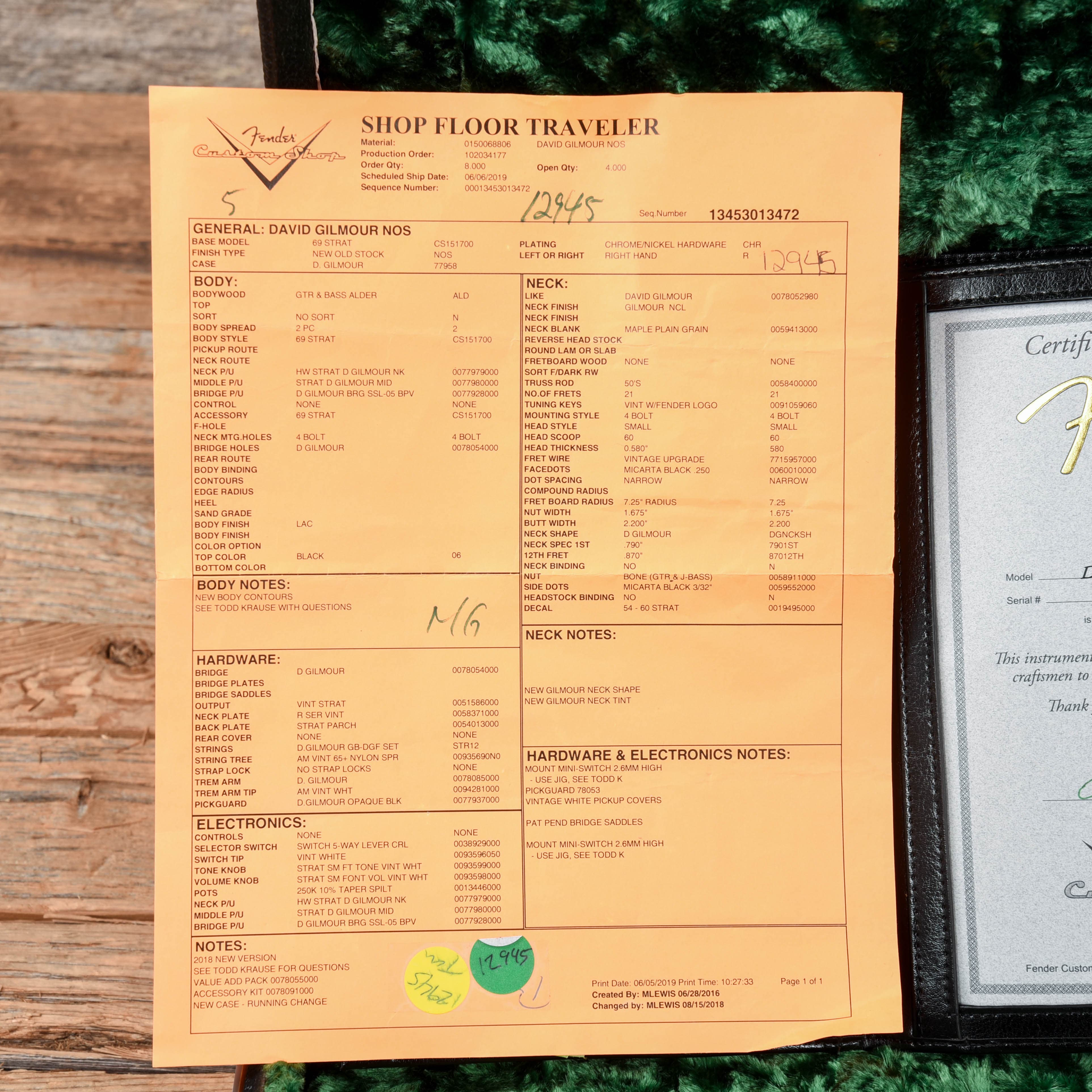 Fender Custom Shop David Gilmour Stratocaster NOS Black Electric Guitars / Solid Body