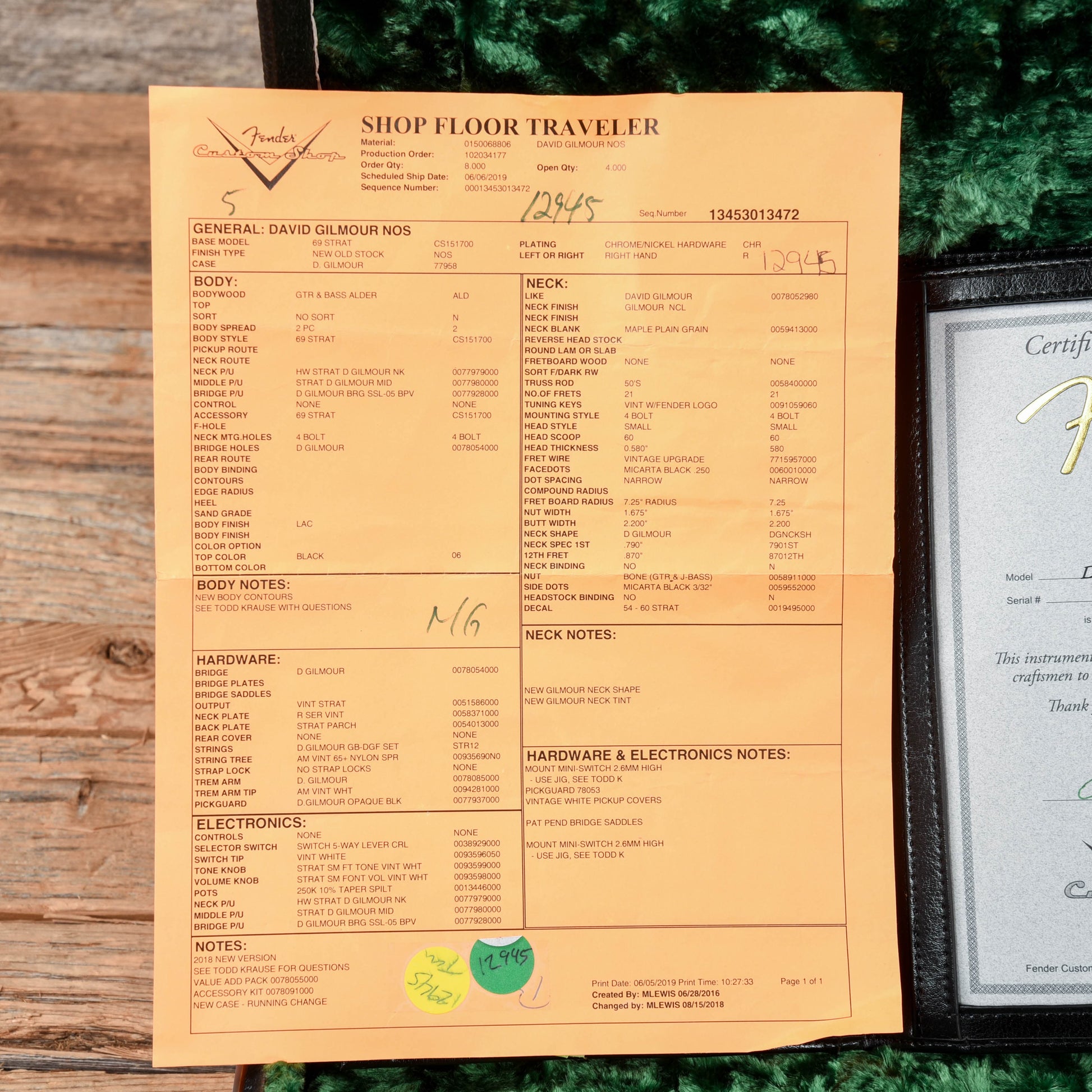 Fender Custom Shop David Gilmour Stratocaster NOS Black Electric Guitars / Solid Body