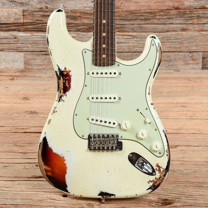 Fender Custom Shop GT11 Stratocaster Heavy Relic Aged Olympic White Over Sunburst 2019 Electric Guitars / Solid Body