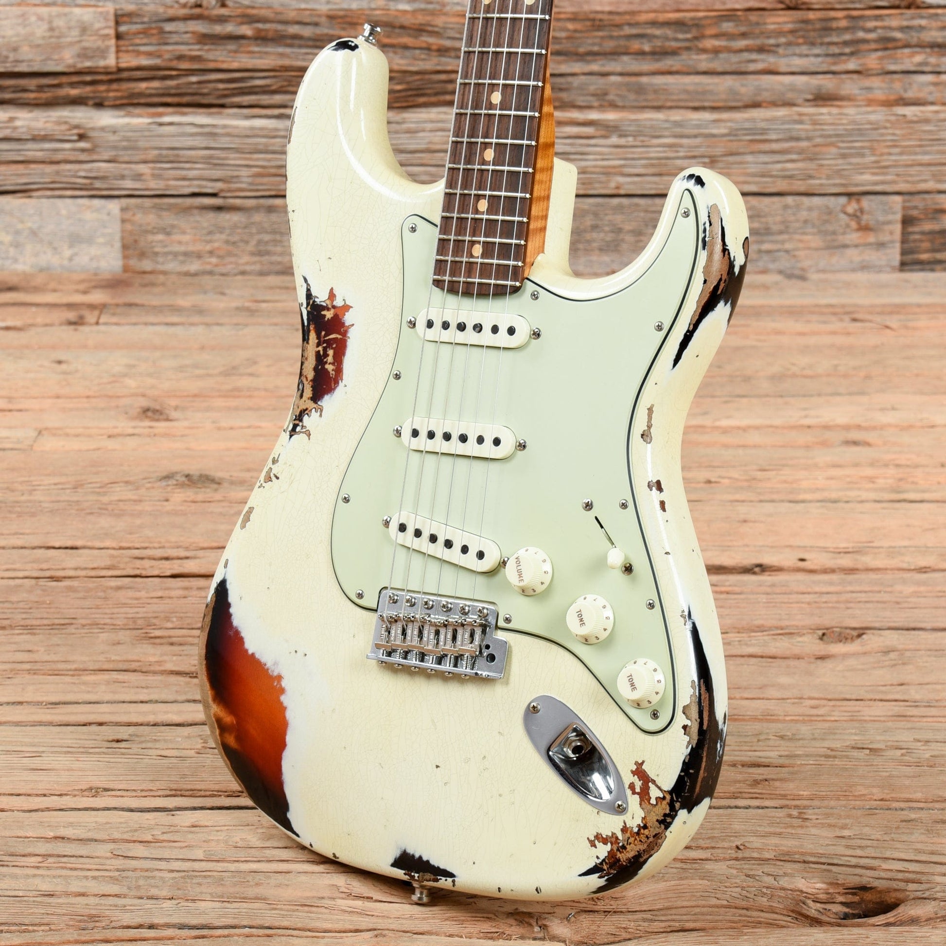 Fender Custom Shop GT11 Stratocaster Heavy Relic Aged Olympic White Over Sunburst 2019 Electric Guitars / Solid Body