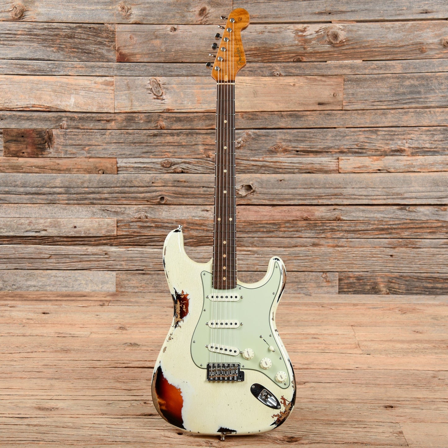 Fender Custom Shop GT11 Stratocaster Heavy Relic Aged Olympic White Over Sunburst 2019 Electric Guitars / Solid Body