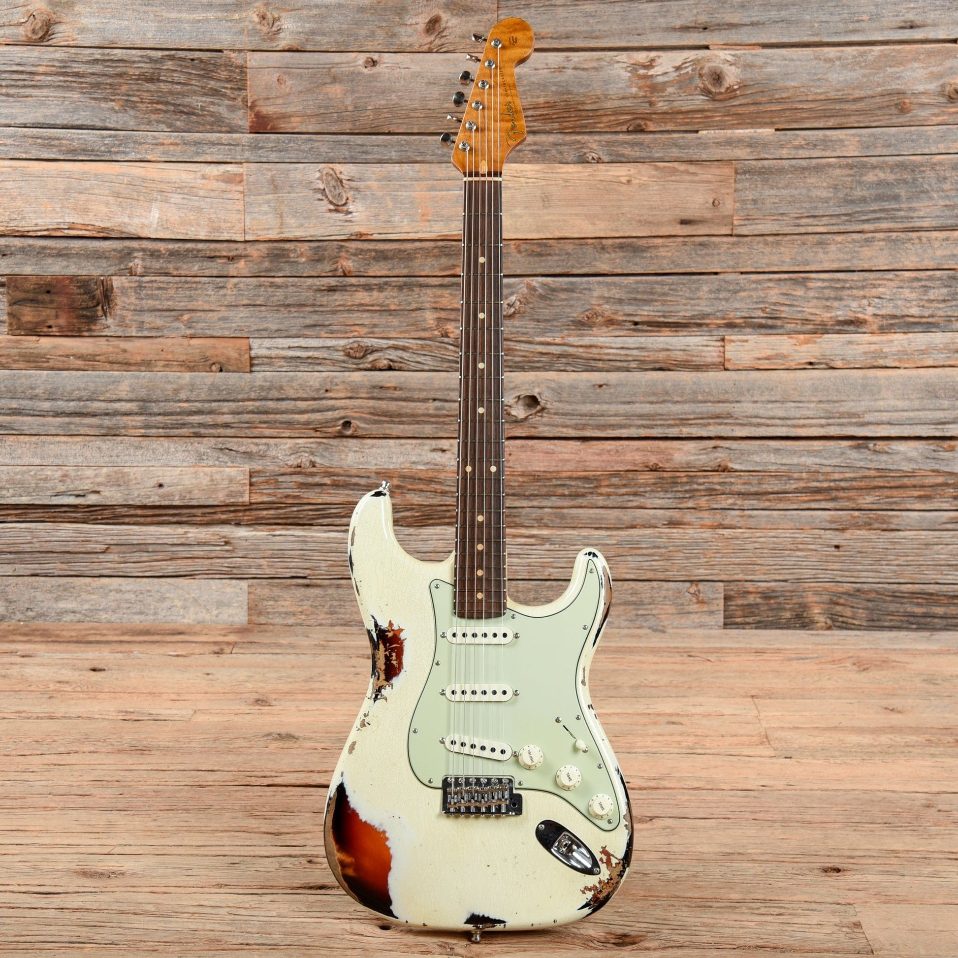 Fender Custom Shop GT11 Stratocaster Heavy Relic Aged Olympic White Over Sunburst 2019 Electric Guitars / Solid Body