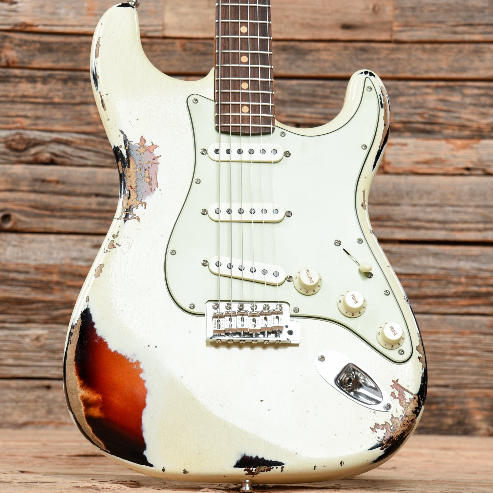 Fender Custom Shop GT11 Stratocaster Heavy Relic Aged Olympic White Over Sunburst 2019 Electric Guitars / Solid Body