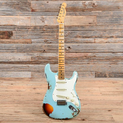 Fender Custom Shop Limited Edition Mischief Maker Heavy Relic Daphne Blue Over Sunburst 2016 Electric Guitars / Solid Body
