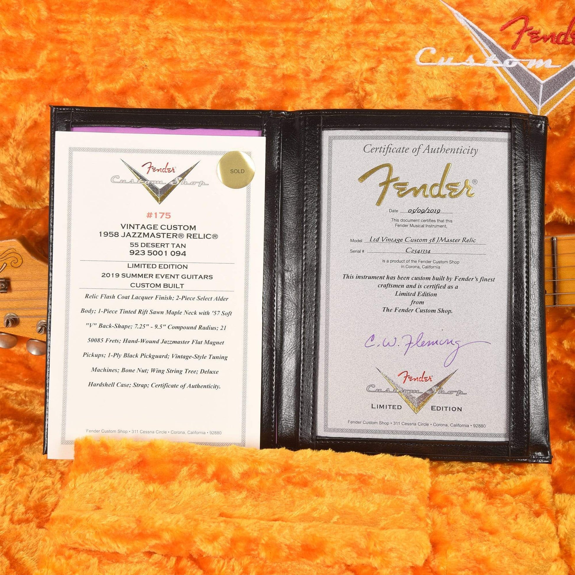 Fender Custom Shop Limited Edition Vintage Custom 1958 Jazzmaster Relic 55 Desert Tan Electric Guitars / Solid Body